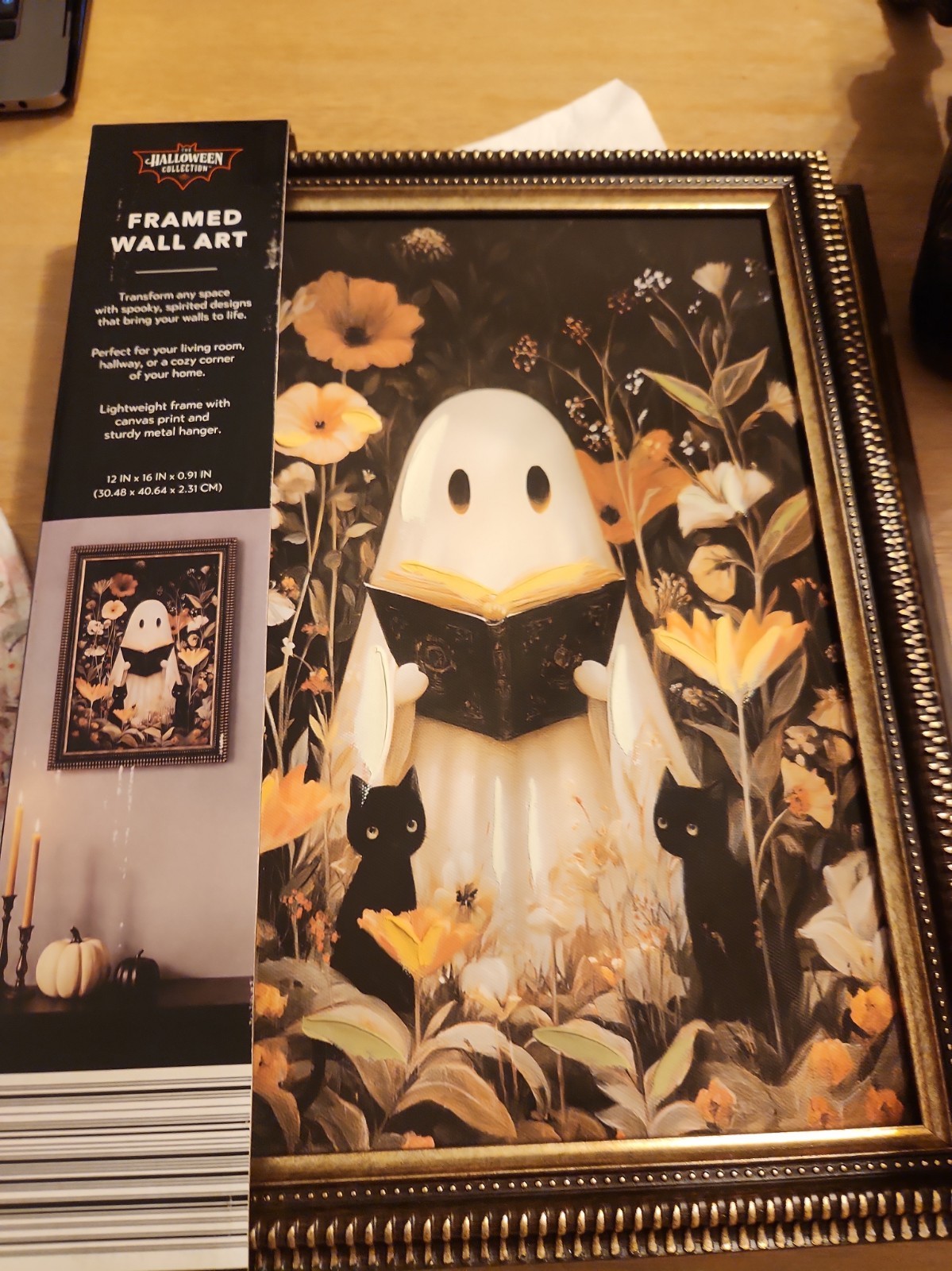 Aldi The Halloween Collection Ghost Reading With Car Wall Art 13in×16in