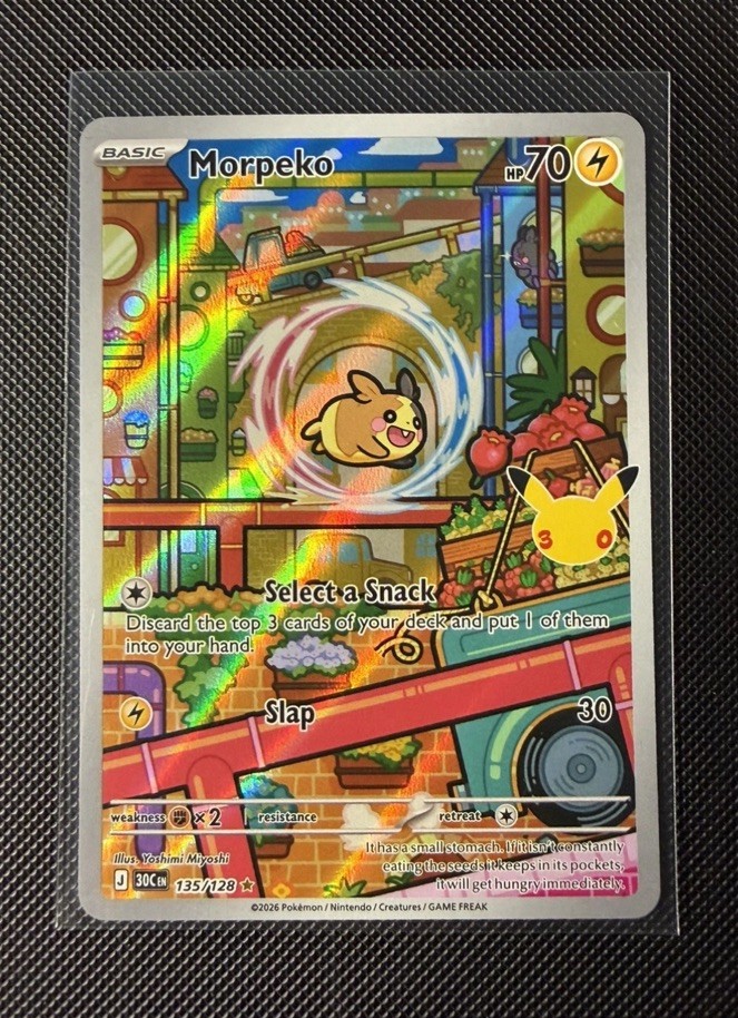 Pokémon TCG Morpeko 135/128 Illustration Rare Pokémon 30th Celebration Pokémon TCG Morpeko 135/128 Illustration Rare Pokémon 30th Celebration