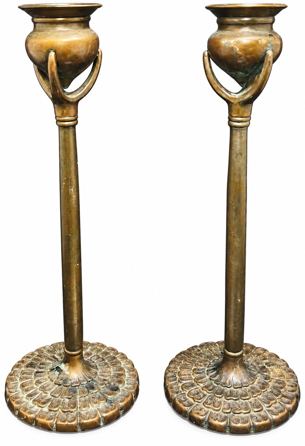 Pair Tiffany Era Bronze Art Nouveau 12 Pair Tiffany Era Bronze Art Nouveau 12