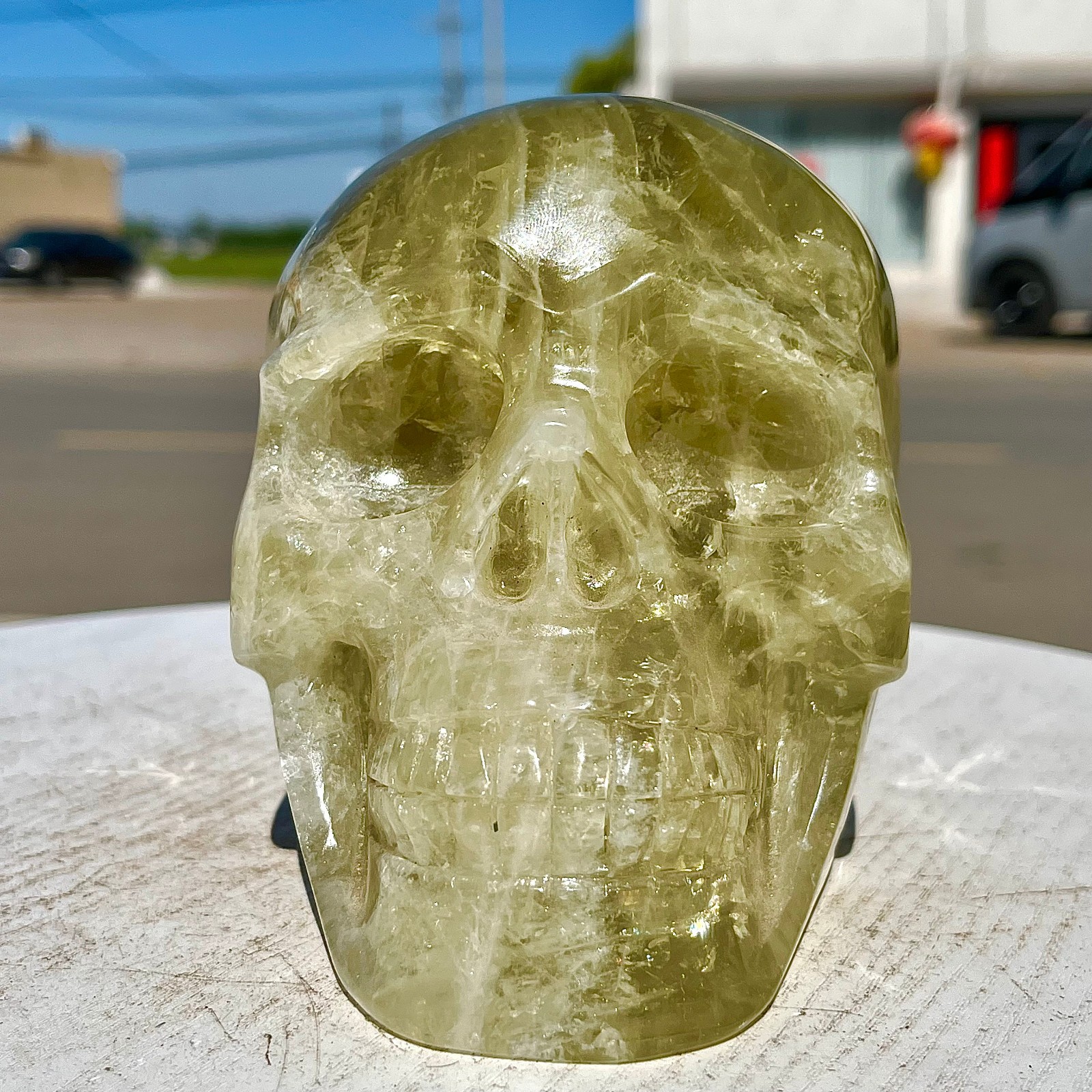 6.06LB   High quality yellow crystal skull hand carved specimen