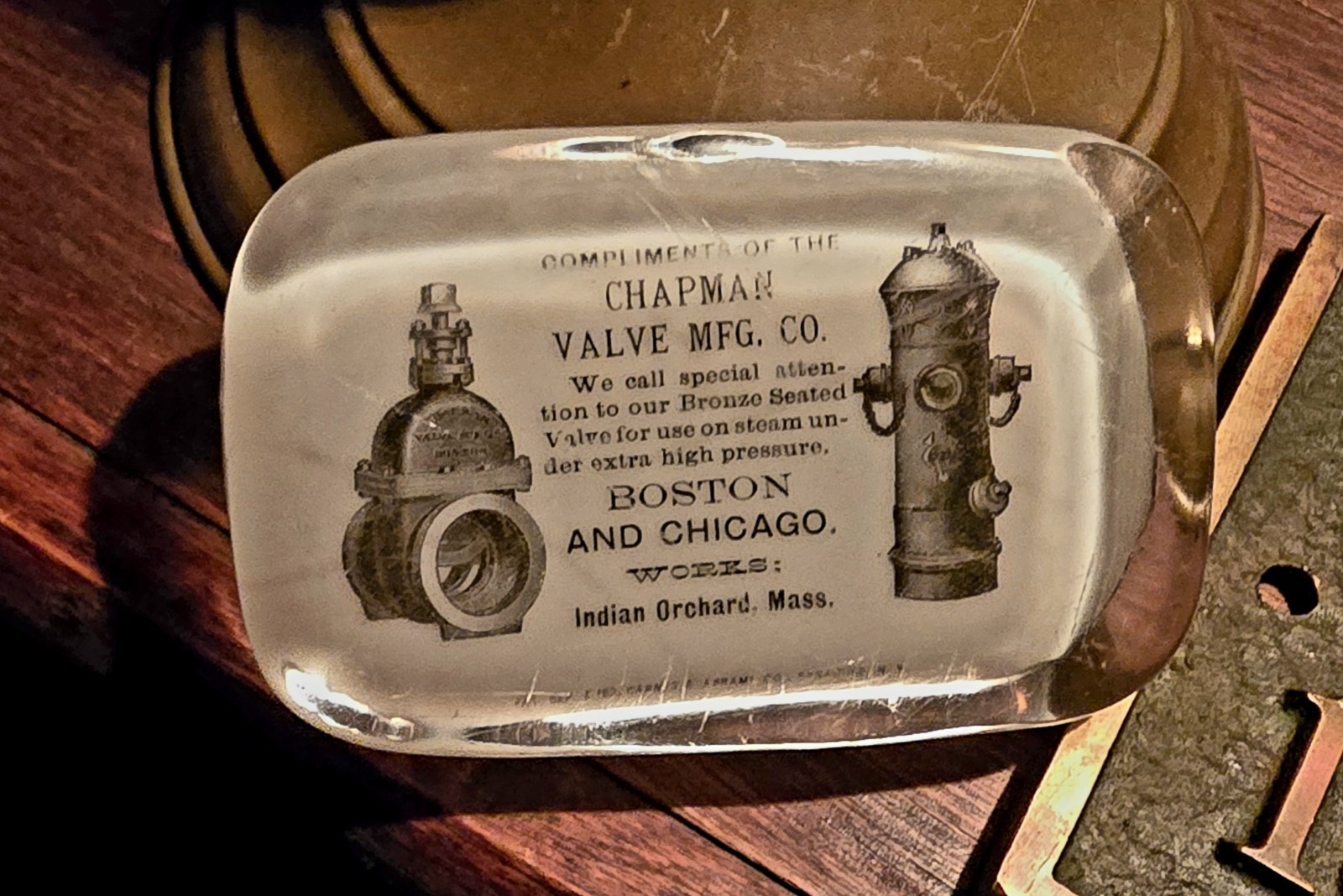1880\'s Chapman Valve Mfg Co Early Fire Hydrant Valve Advertising Springfield Ma 