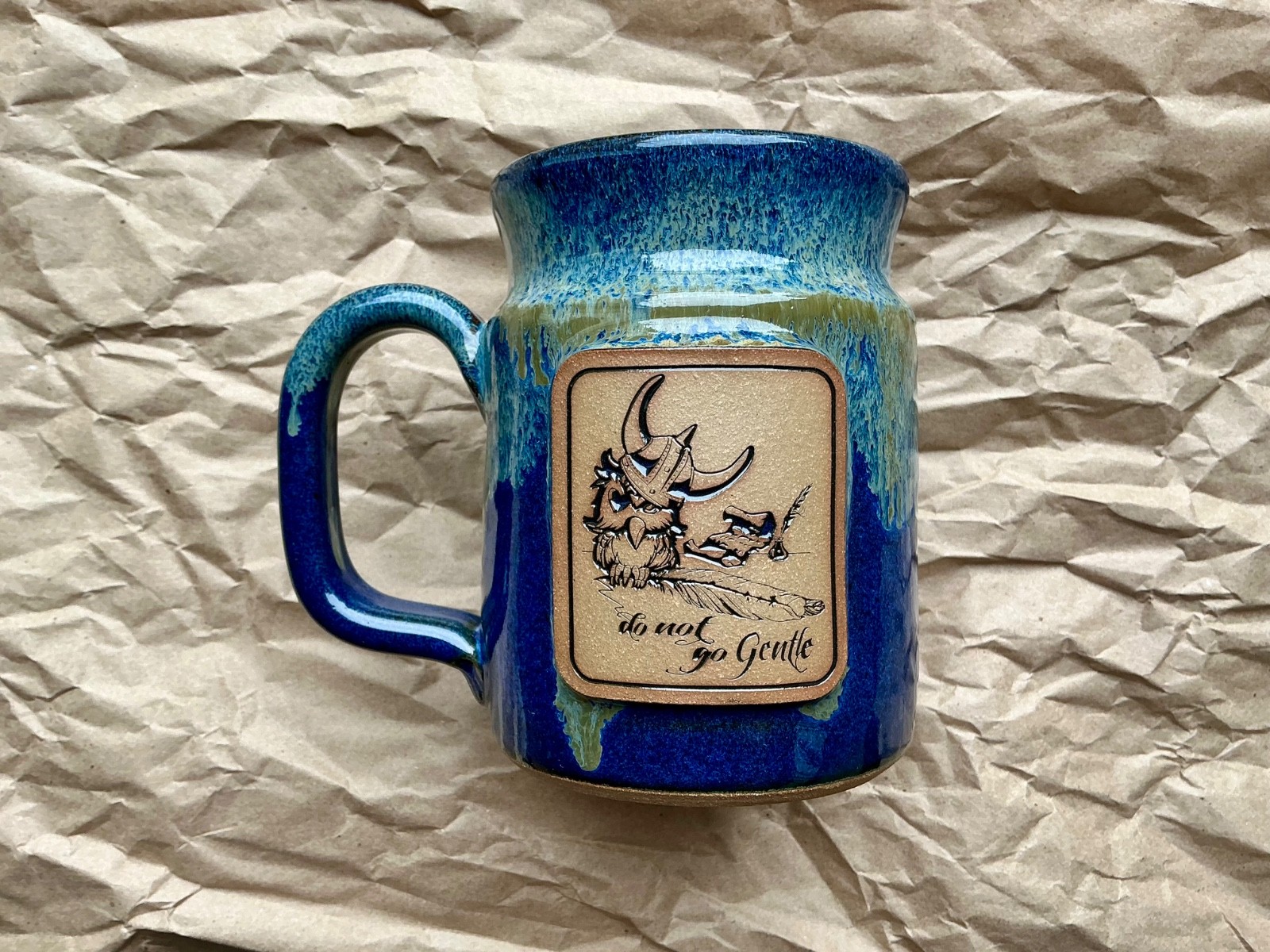 iron bean coffee company dual medallion mug sunset hill stoneware deneen pottery