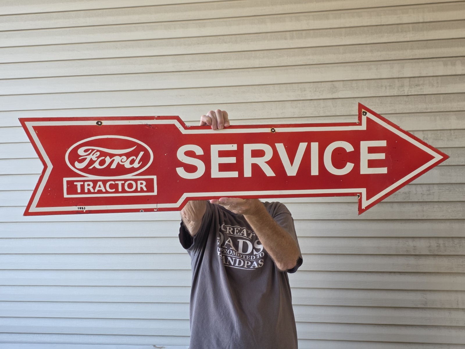 VINTAGE GIANT DOUBLE SIDED FORD TRACTOR SERVICE PORCELAIN SIGN 48 VINTAGE GIANT DOUBLE SIDED FORD TRACTOR SERVICE PORCELAIN SIGN 48