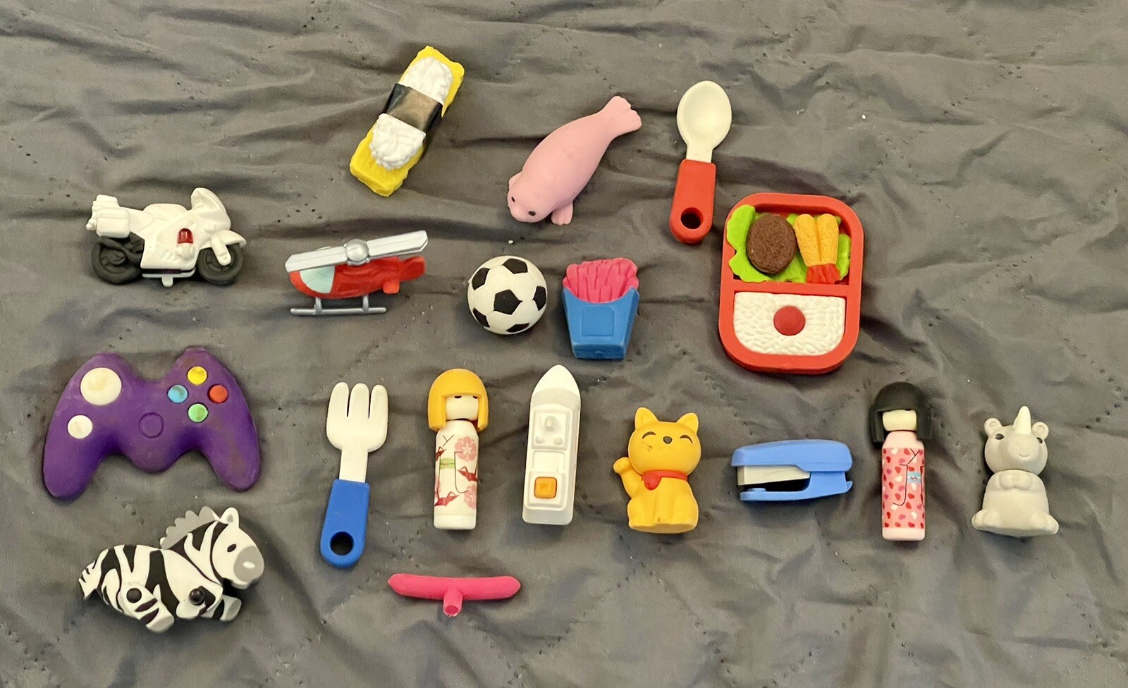 Lot Of 18 Iwako Japanese Novelty Erasers - French Fries - Motorcycle- Animals Lot Of 18 Iwako Japanese Novelty Erasers - French Fries - Motorcycle- Animals