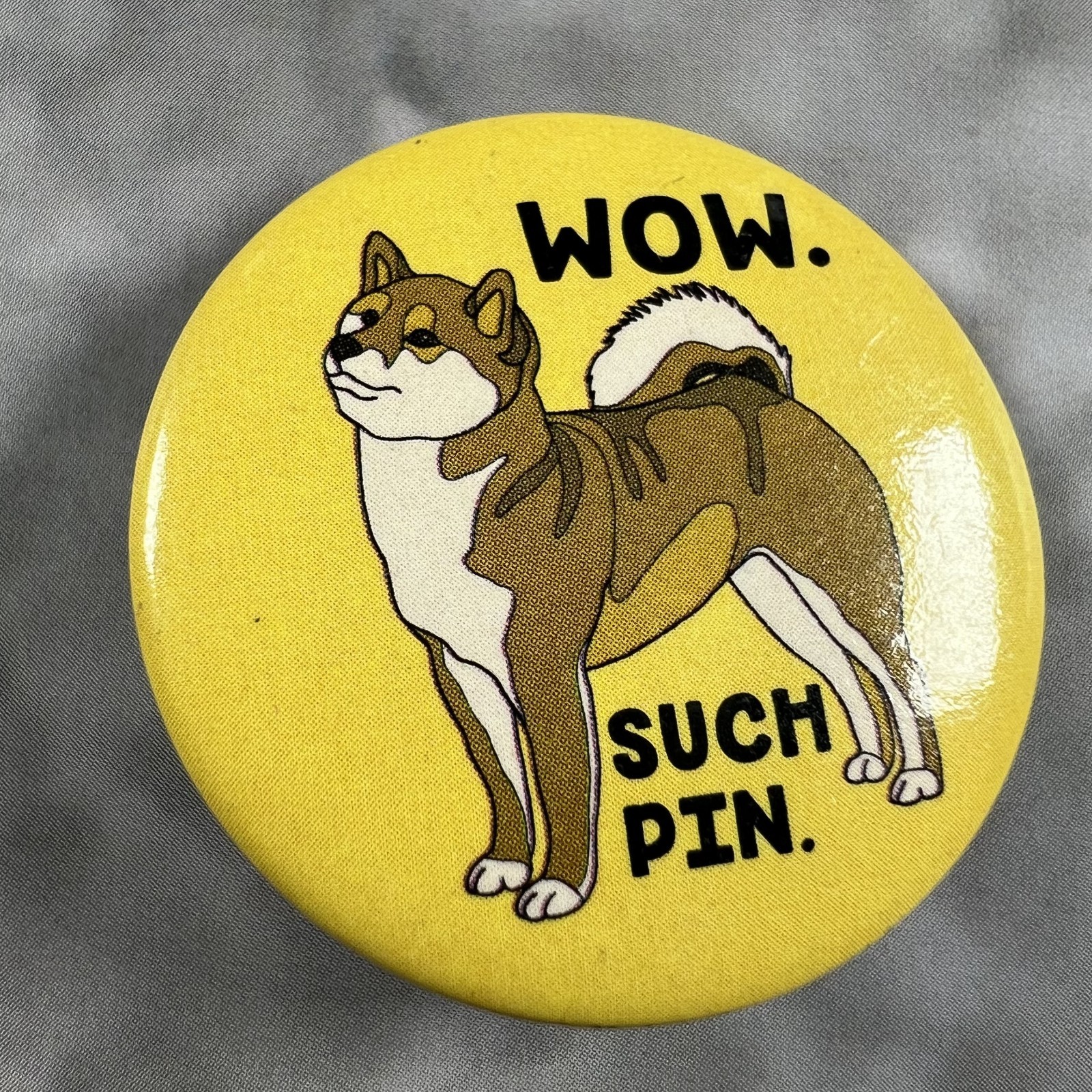 Wow Such Pin Doge Coin Dog Shiba Button Safety Pin Back 1.50