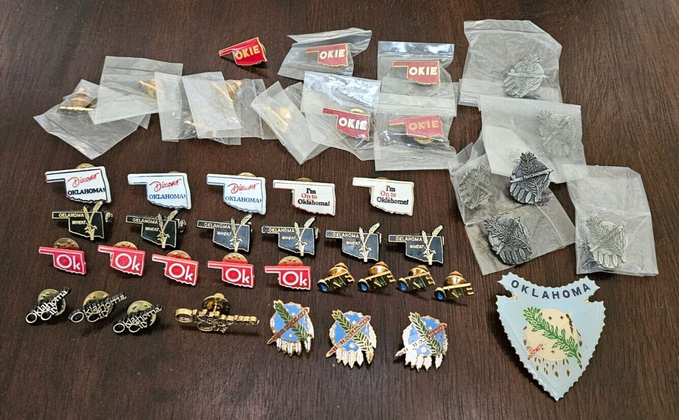 Oklahoma Themed Travel Souvenir Lapel Pin Lot of 44 pins