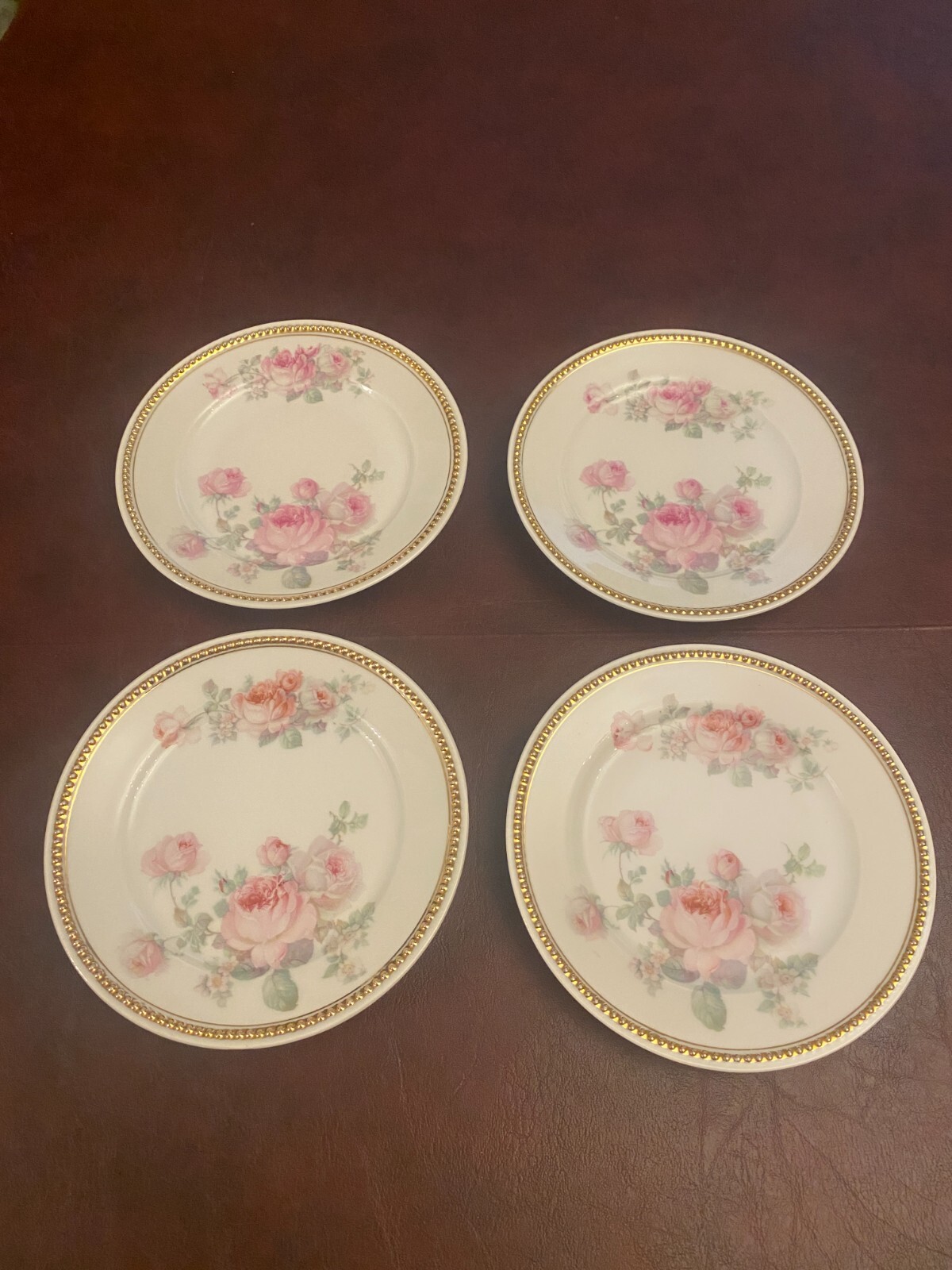set of 4 german koenigszelt silesia roses floral gold gilt beaded bread plates set of 4 german koenigszelt silesia roses floral gold gilt beaded bread plates