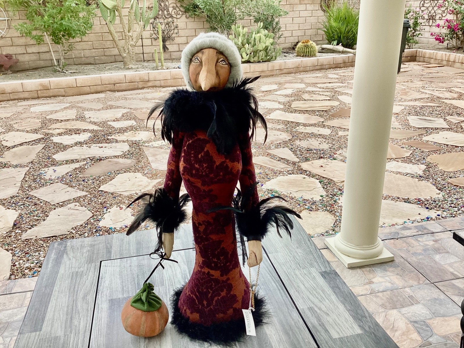 Joe Spencer Gallerie II Halloween Witch with Feathers, Green Eyes, and Gray Hair Joe Spencer Gallerie II Halloween Witch with Feathers, Green Eyes, and Gray Hair