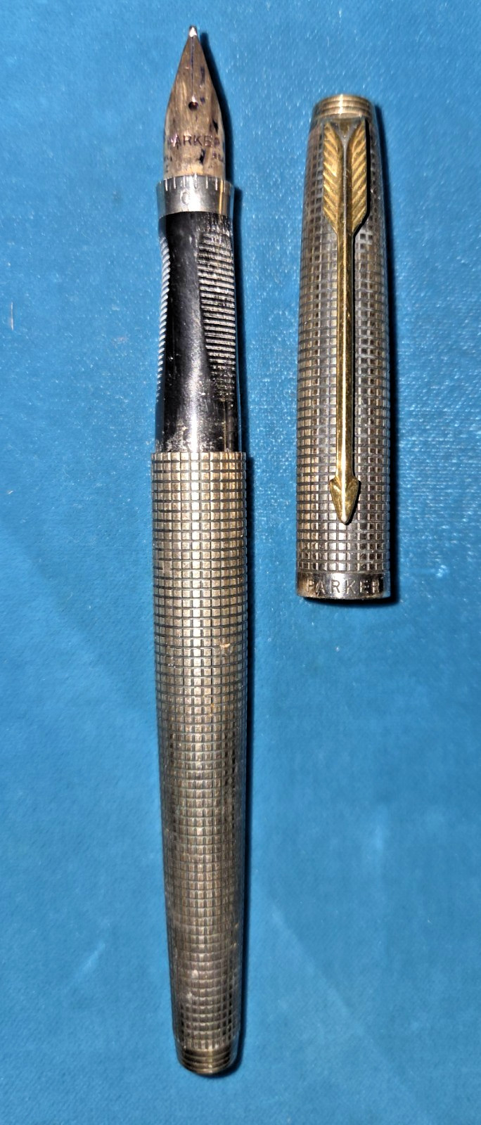Vintage Parker Sterling Silver Fountain Pen with 14k Gold Nib
