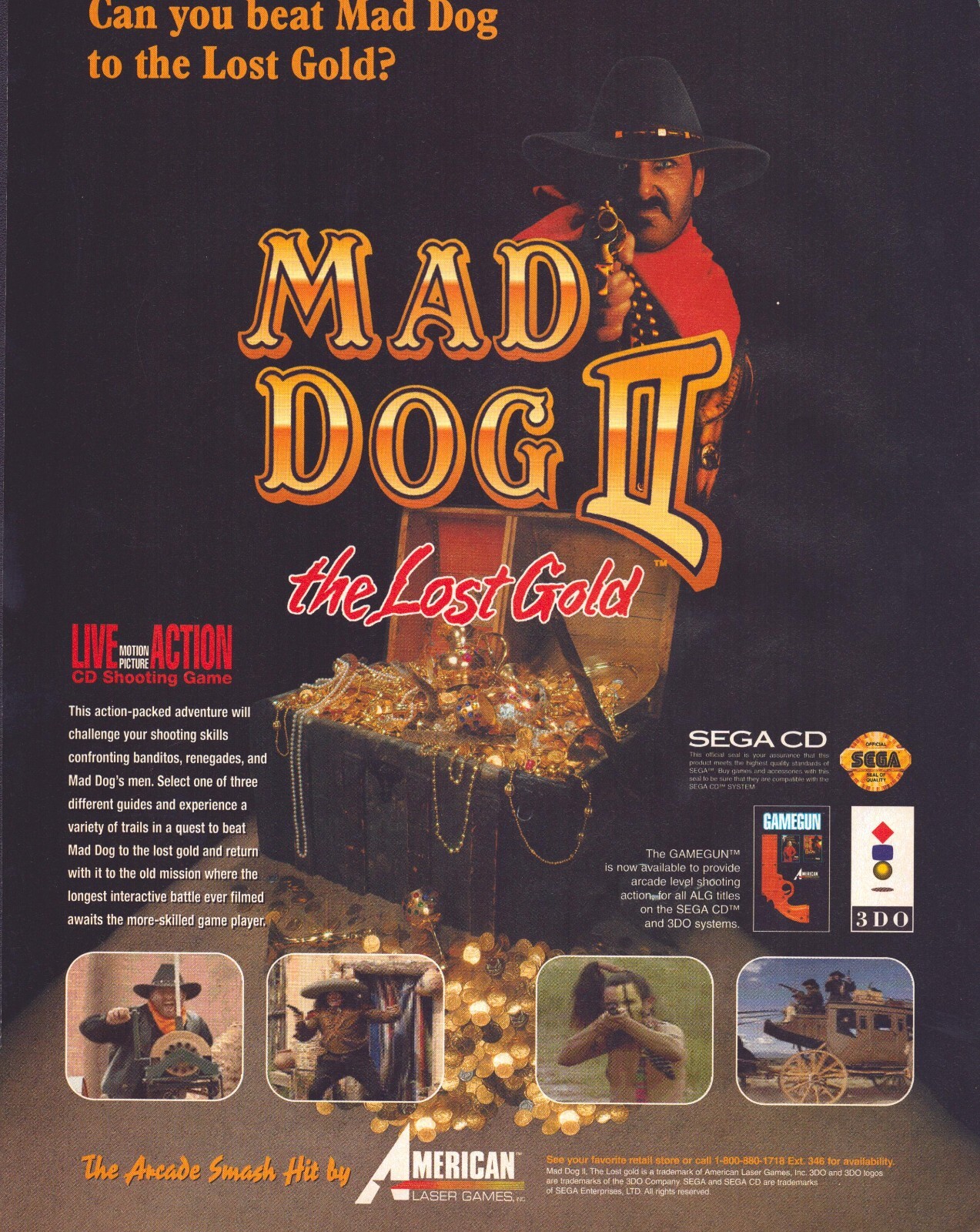 Vintage 1994 Print Ad - Mad Dog II - The Lost Gold - Promo Ad