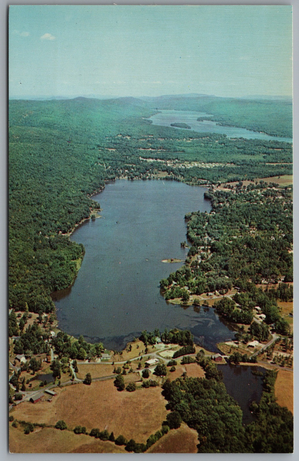 West Milford NJ Pinecliff Lake Aerial Greenwood Lake c1958 Postcard