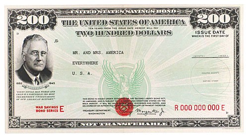 Original WWII US Savings Bond Poster - $200 Bond Franklin Roosevelt Original WWII US Savings Bond Poster - $200 Bond Franklin Roosevelt
