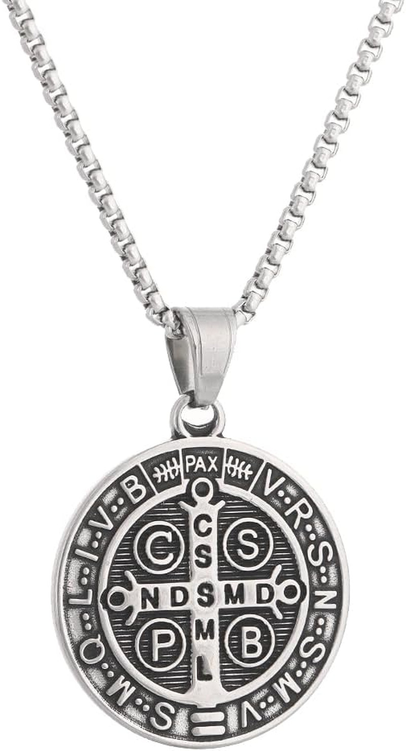 Collar Colgante Religiosa Medalla De San Benito De Acero Inoxidable Collar Colgante Religiosa Medalla De San Benito De Acero Inoxidable
