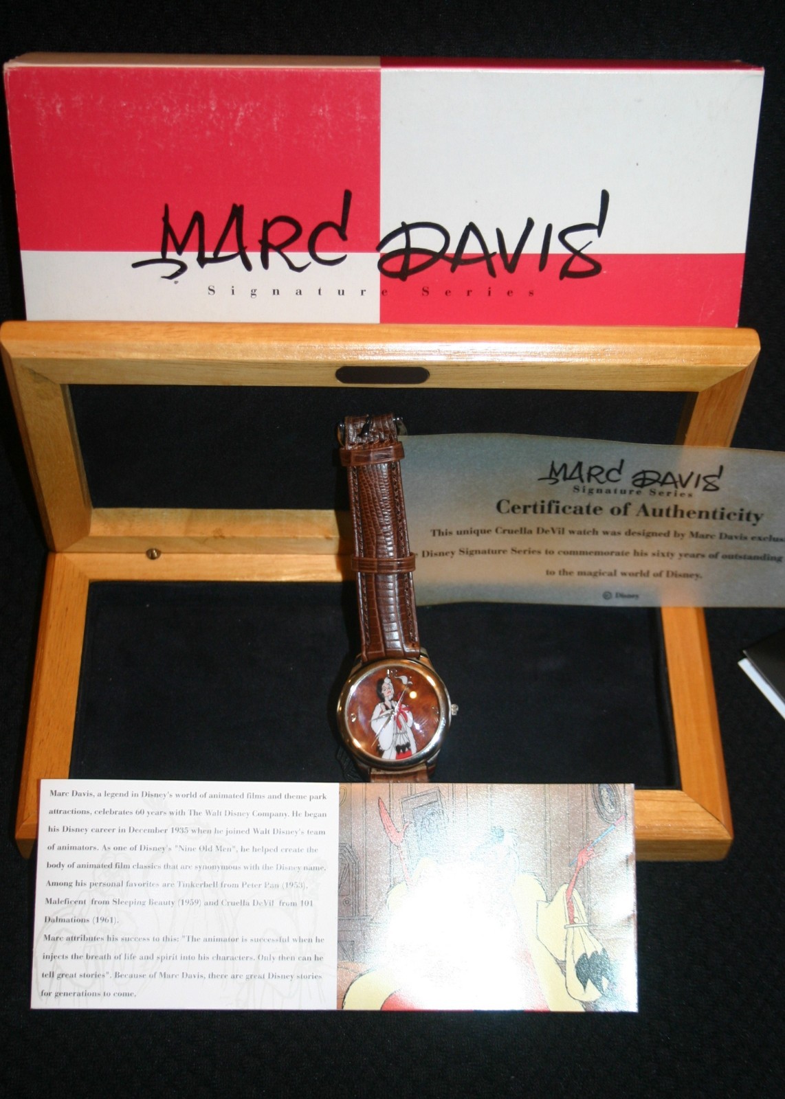 Marc Davis Signature Series Disney Cruella De Vil Collector Watch with COA and D