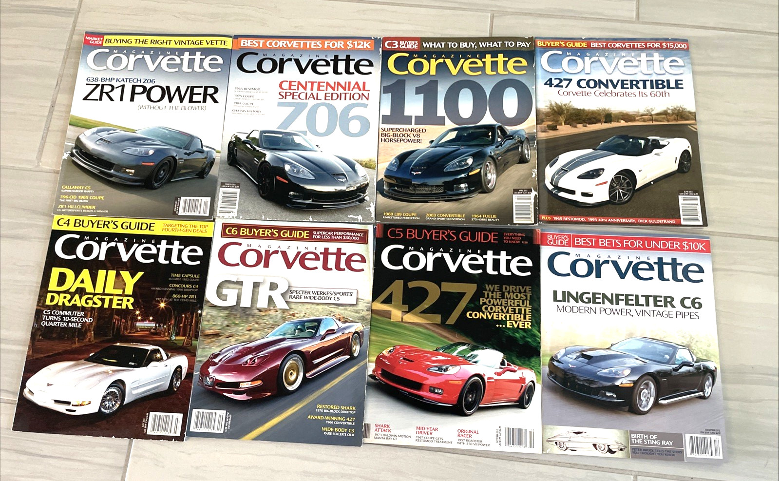 Corvette Magazine LOT of 8 2012 JANUARY MARCH APRIL JUNE JULY SEPT. OCT. DEC.