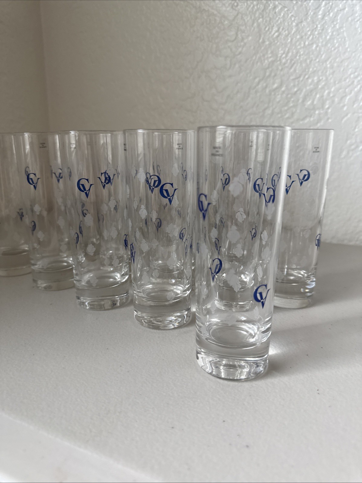COURVOISIER COGNAC Highball Cocktail Glass Etched 6
