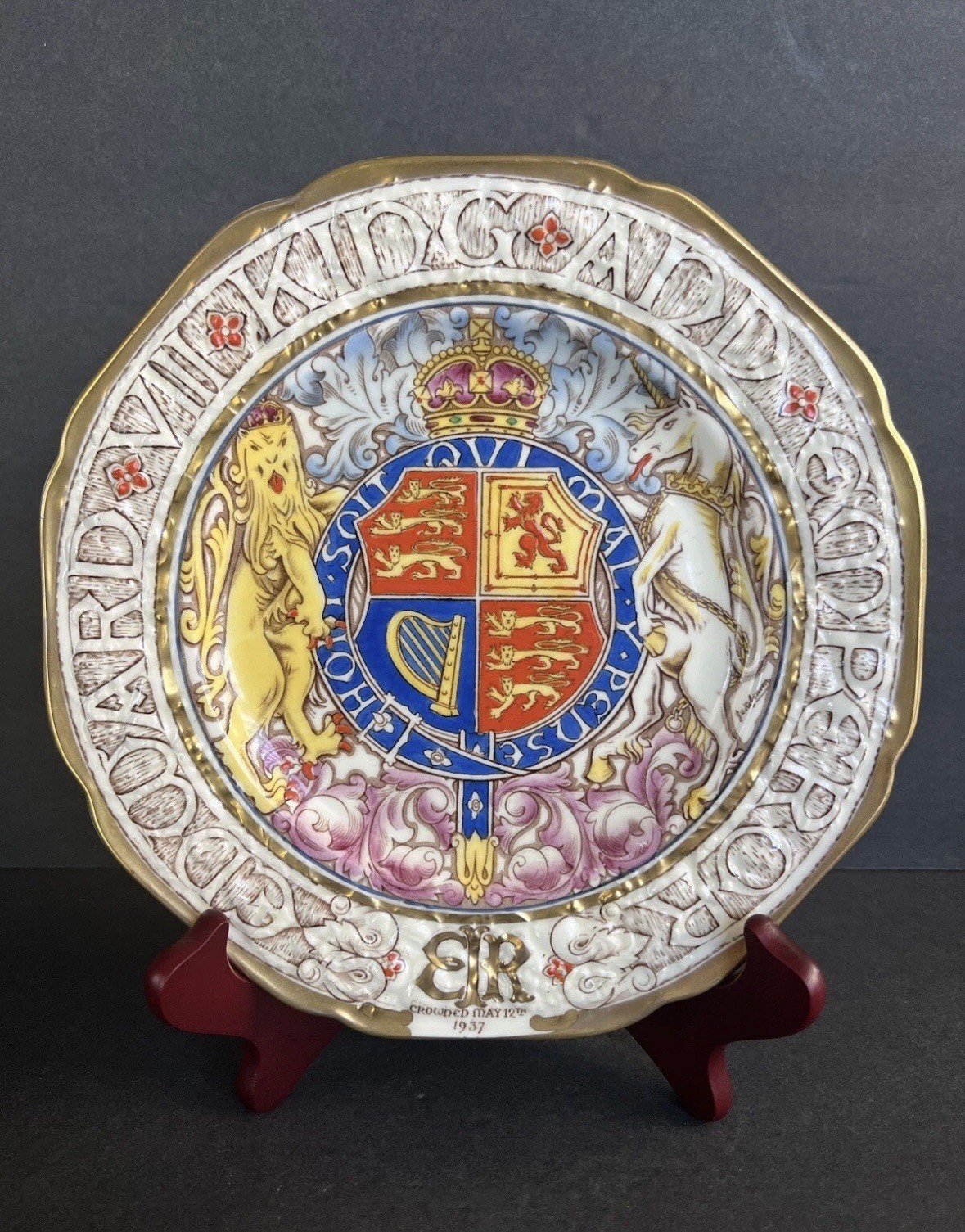 Scarce 1937 King Edward VIII Paragon China 8.5”Coronation Plate relief design Scarce 1937 King Edward VIII Paragon China 8.5”Coronation Plate relief design