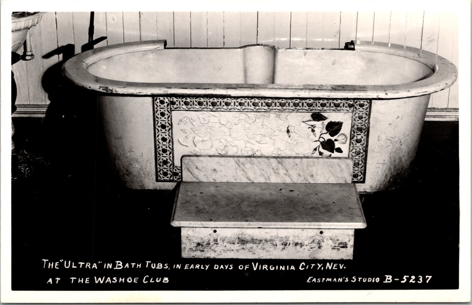 Vintage Ultra Bathtub at Washoe Club Virginia City Nevada Postcard RPPC