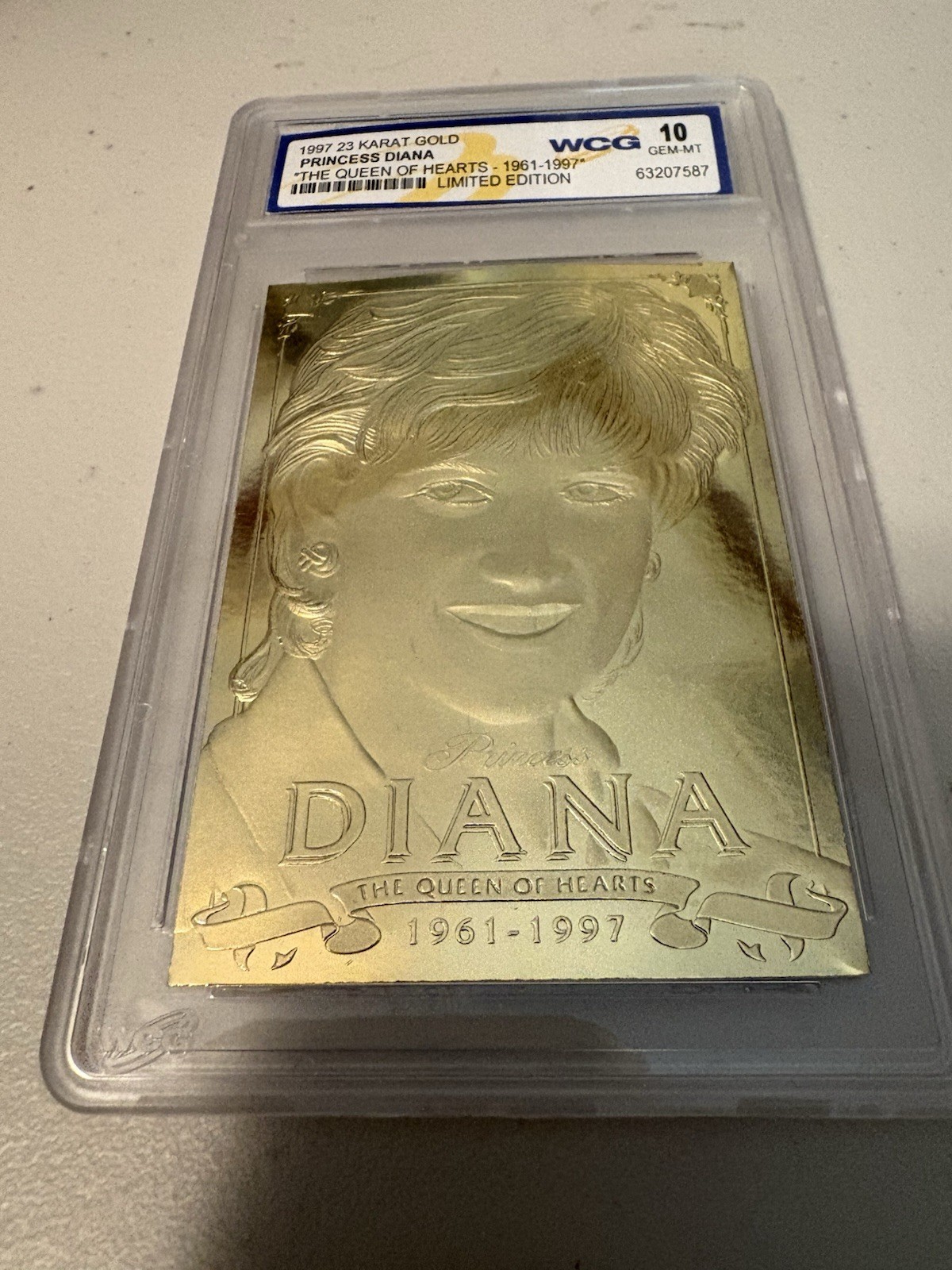 PRINCESS DIANA 1997 QUEEN OF HEARTS 1961-1997 23KT Gold CARD Gem Mint 10 Slabbed