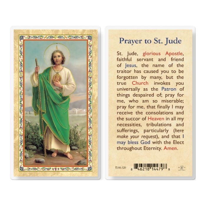 Prayer to St. Jude Laminated Holy Card 106-320 Prayer to St. Jude Laminated Holy Card 106-320