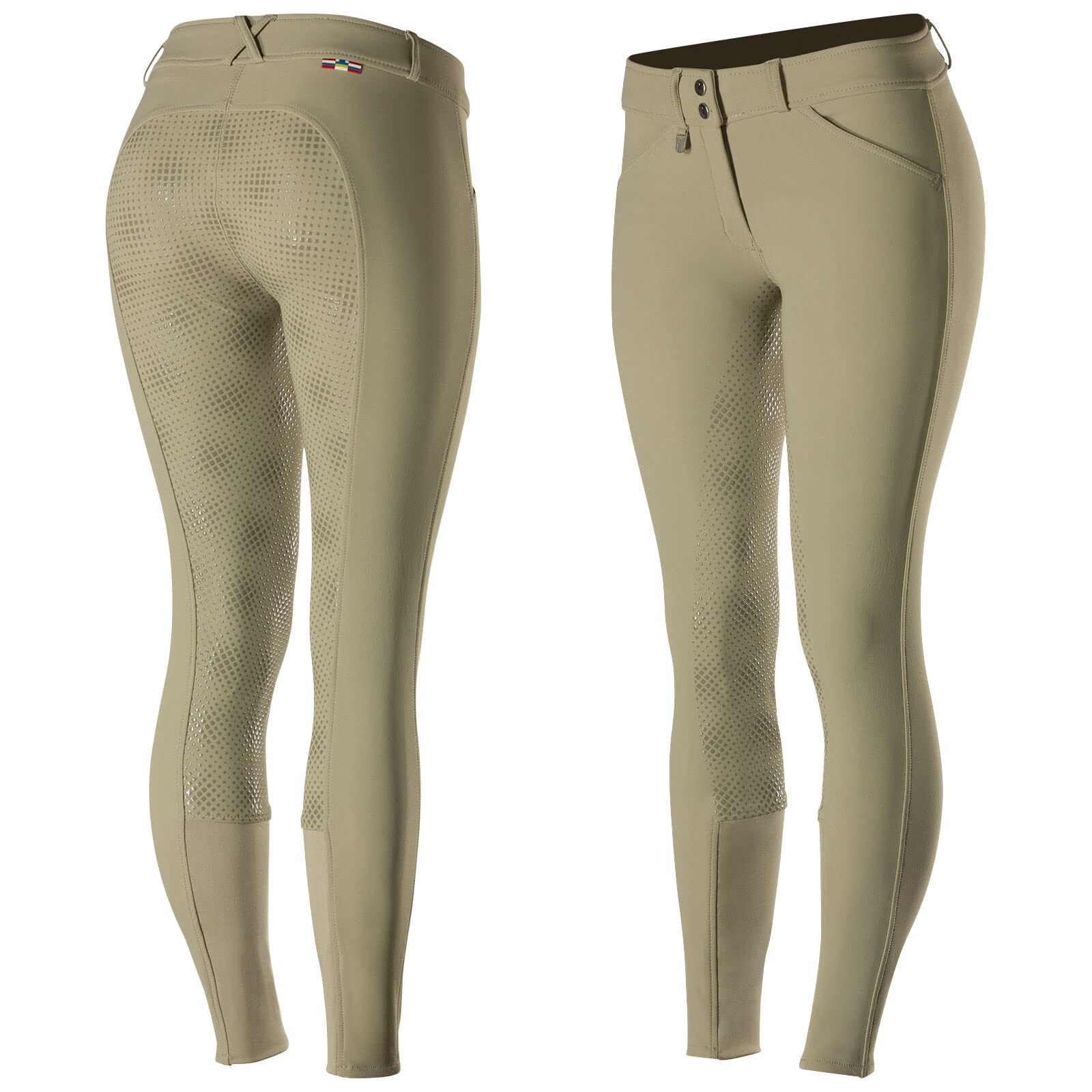 HORZE Women's Grand Prix Full Seat Breeches - Silicone Grip, Size 24, Tan HORZE Women's Grand Prix Full Seat Breeches - Silicone Grip, Size 24, Tan