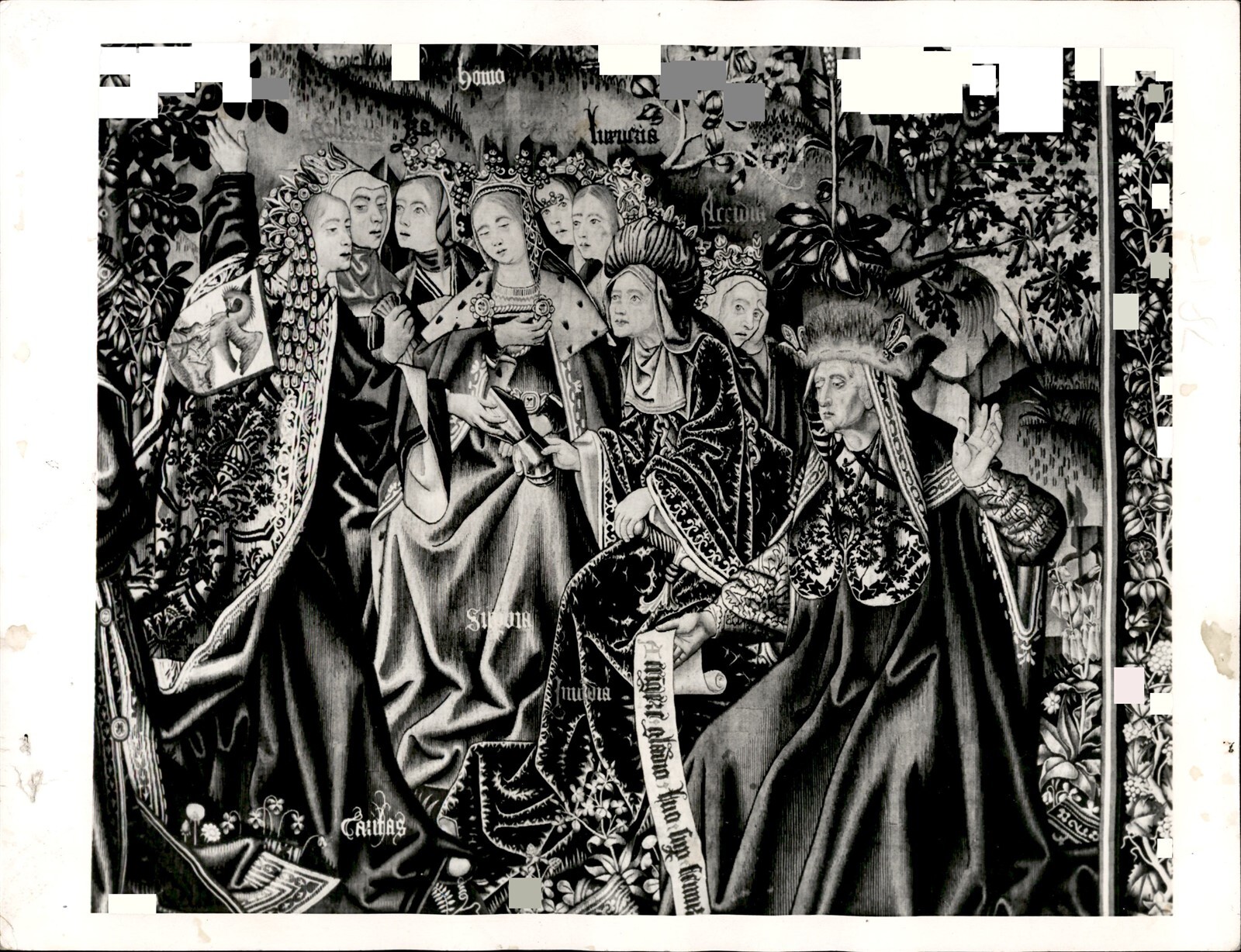LG56 1955 Orig Photo CHARITY CHALLENGING THE SEVEN DEADLY SINS FLEMISH TAPESTRY LG56 1955 Orig Photo CHARITY CHALLENGING THE SEVEN DEADLY SINS FLEMISH TAPESTRY