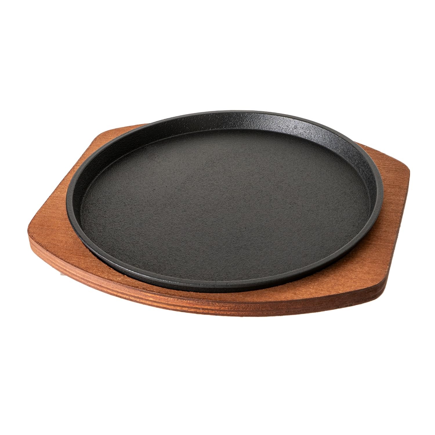 Urban Tokyo Cast Iron Sizzle Steak Plate with Wooden Base, 8