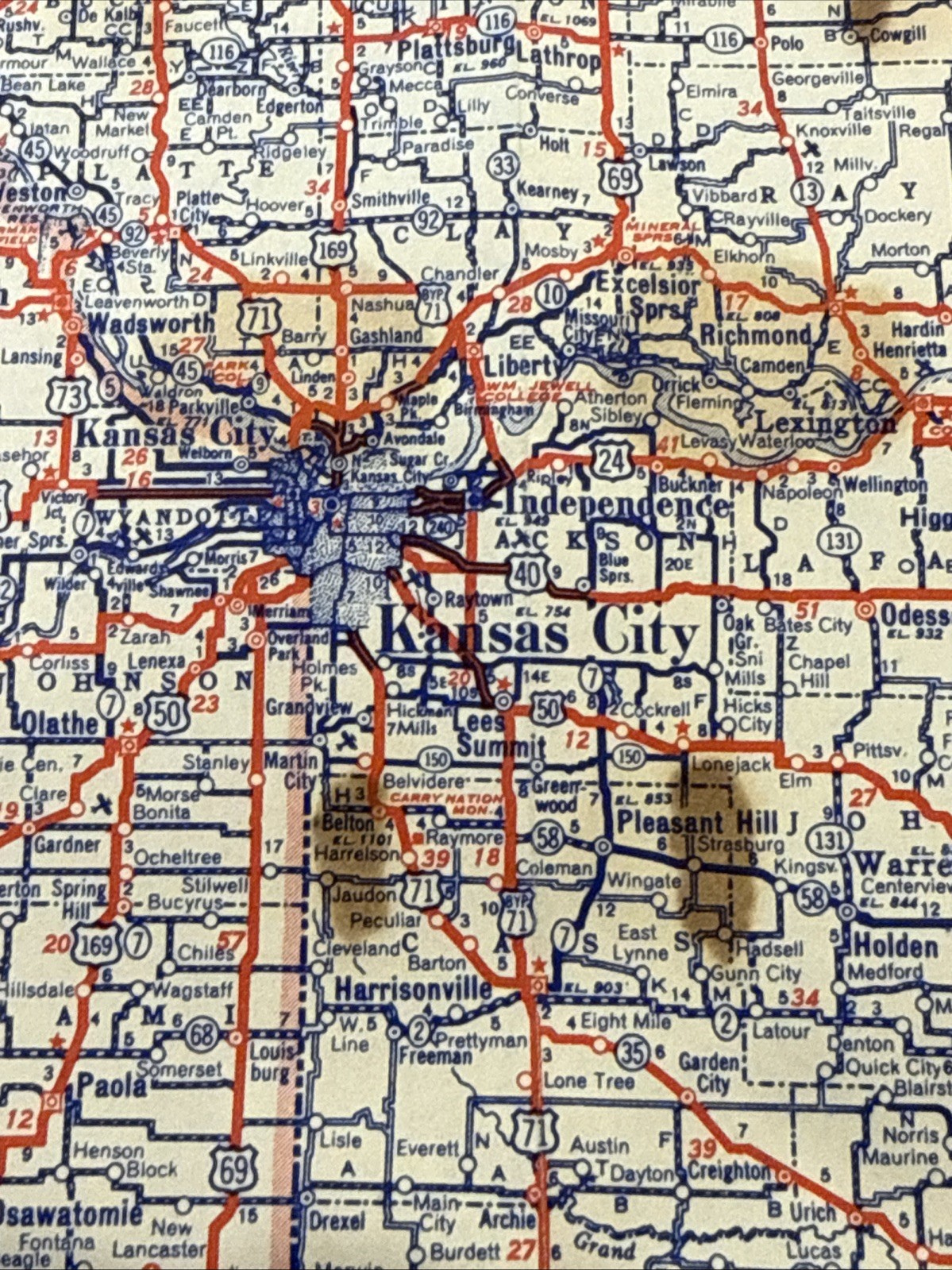 Standard Oil Gas Station Missouri MO State Highway Map Road Vintage 1946 Service