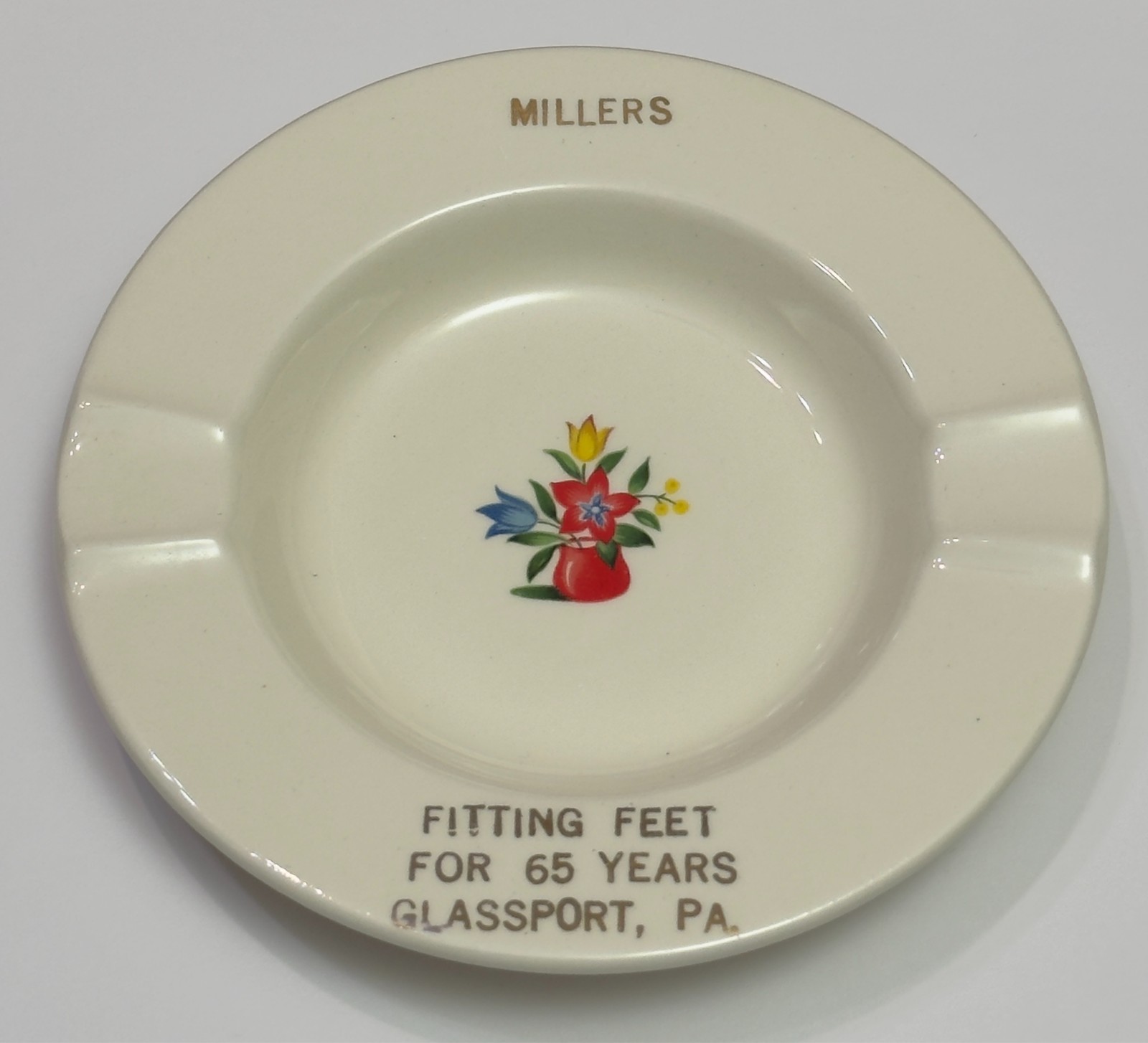 Vintage Millers Shoe Store Ashtray Glassport Pa. 