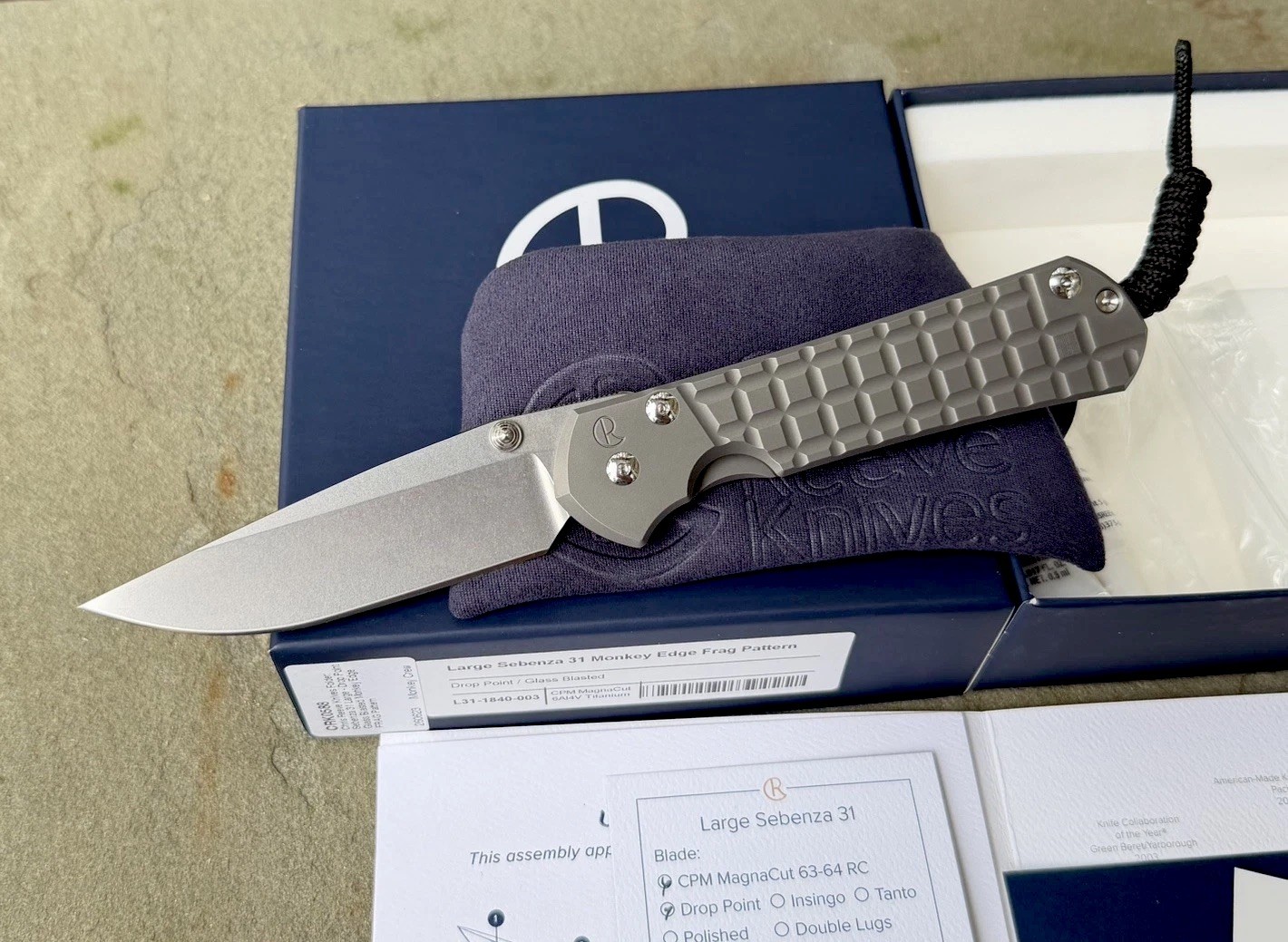 Chris Reeve Knives MEFP Large Sebenza 31 - Magnacut - MONKEY EDGE FRAG - NEW