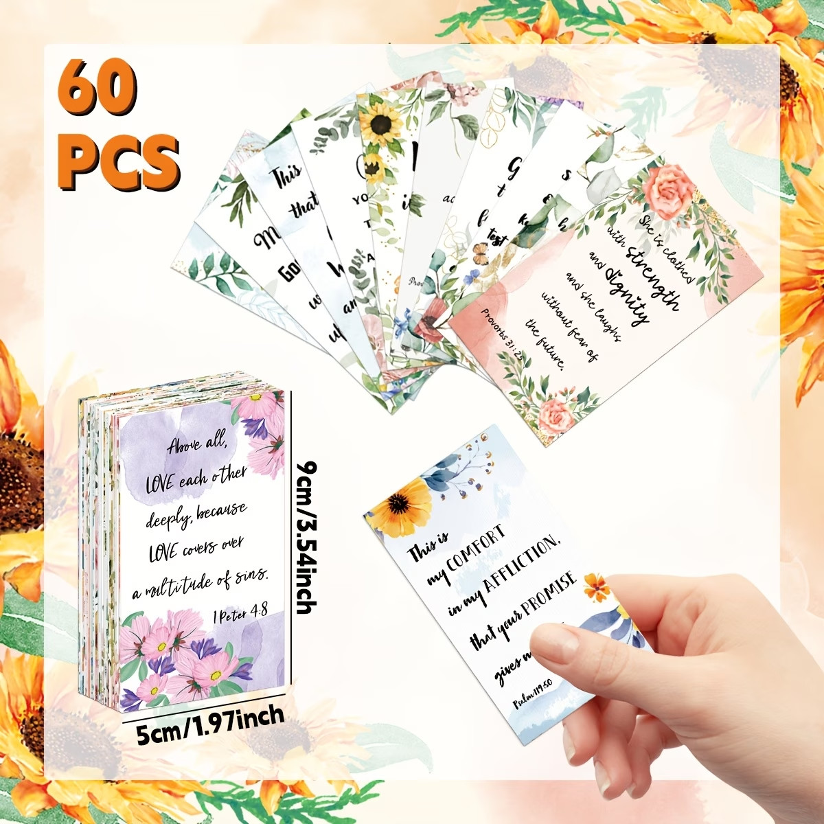 60 Pieces Bible Verse Cards with Full Scripture Inspirational Mini Prayer Cards