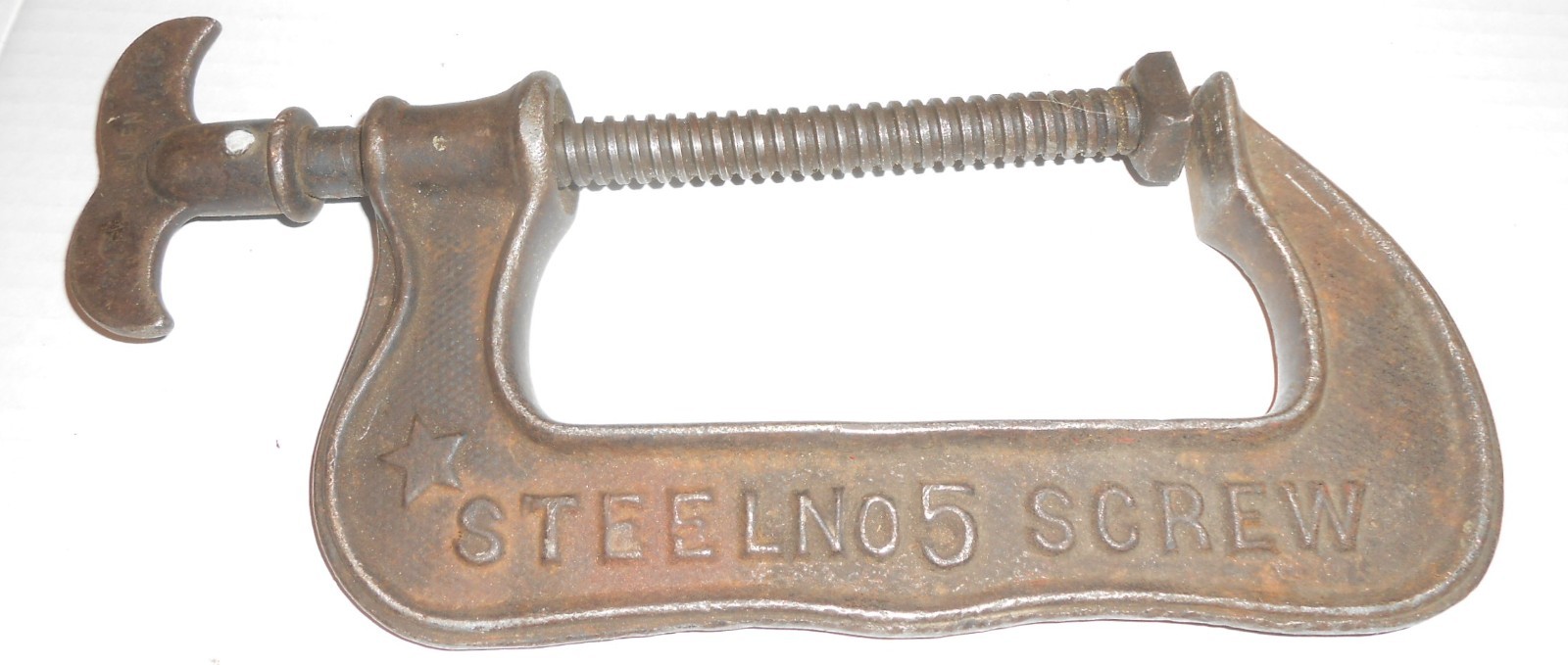 Antique PS&W No. 5 Steel Screw C Clamp Southington, CT Pat. Aug 11, 1888 S92