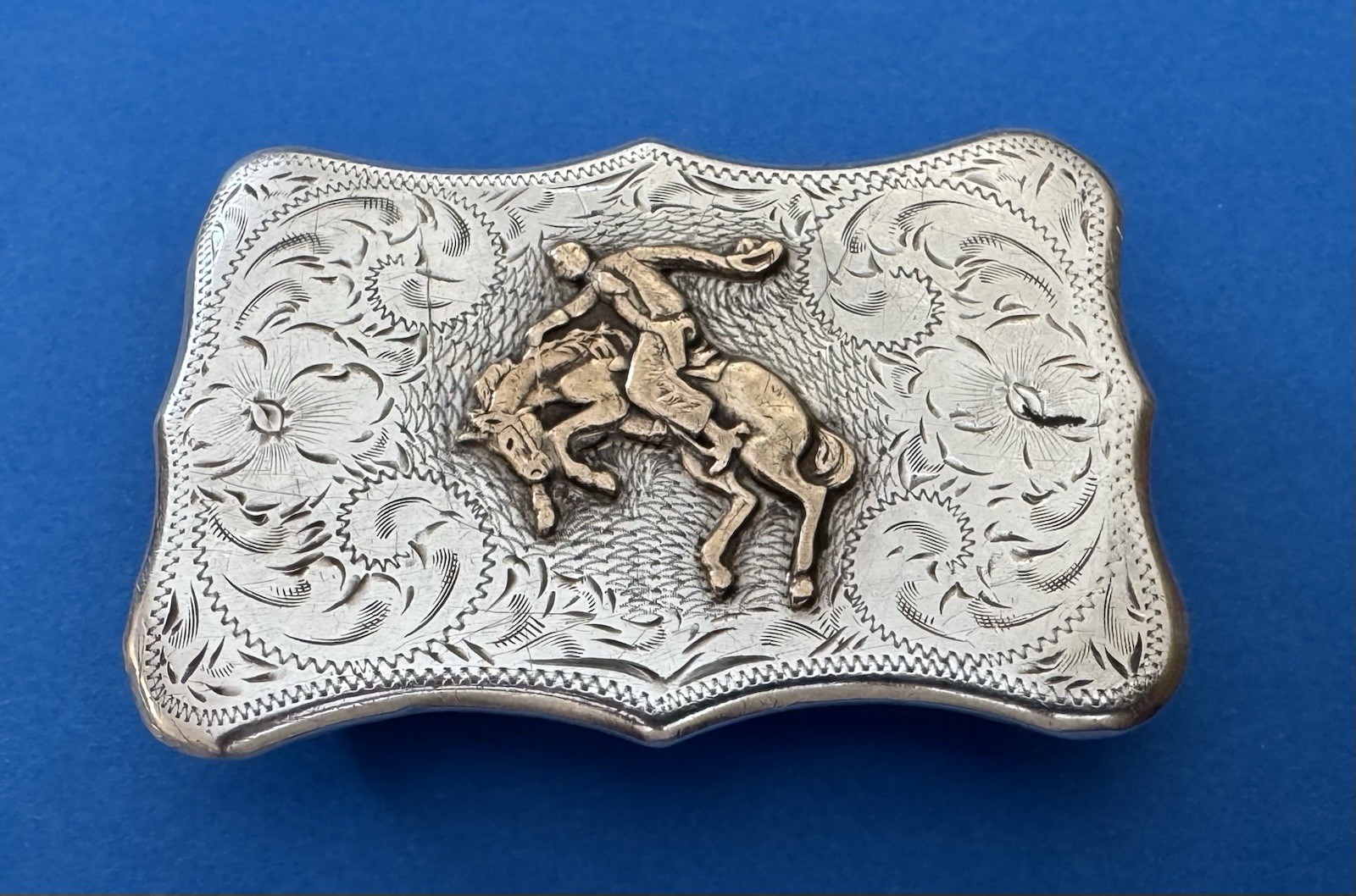 VTG Diablo Sterling Silver Bronc Buster Saddle Bronc Rodeo Trophy Belt Buckle