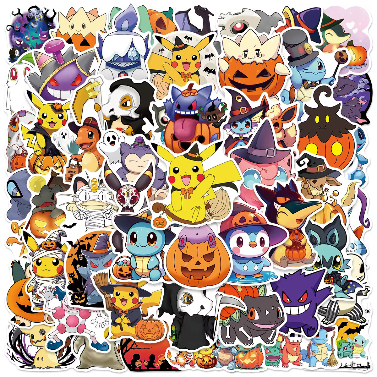 Halloween Pokemon Stickers 50 Pack Waterproof Decals Spooky Trick Or Treat Gift