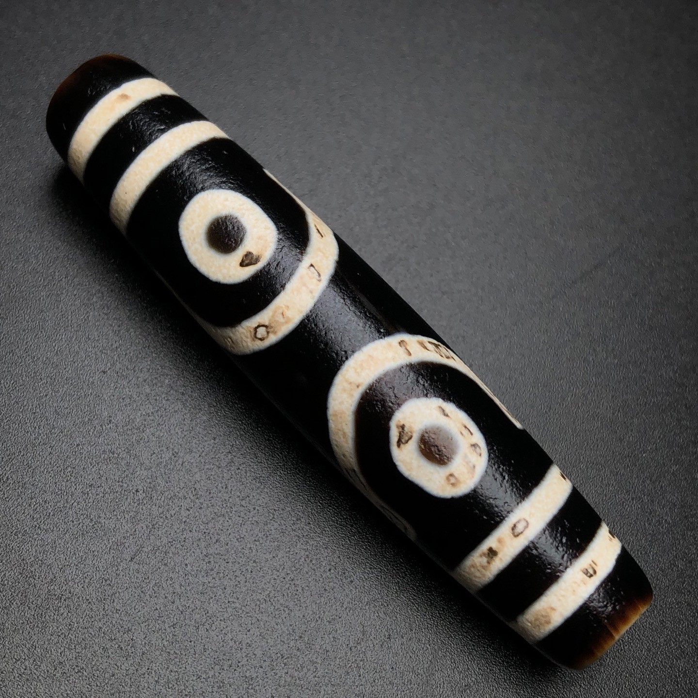 Vintage Tibetan Old Agate Dzi Bead 3 Eyed Amulet Pendant Protection 58×13mm