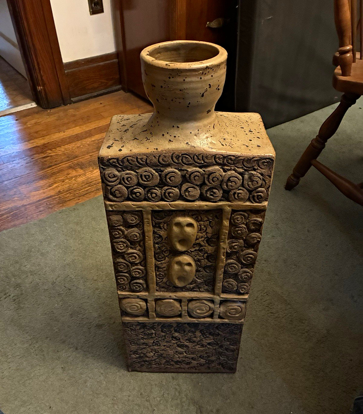  MCM Mid Century Modern Ceramic Floor Vase Textured Abstract Evelyn Ackerman ?