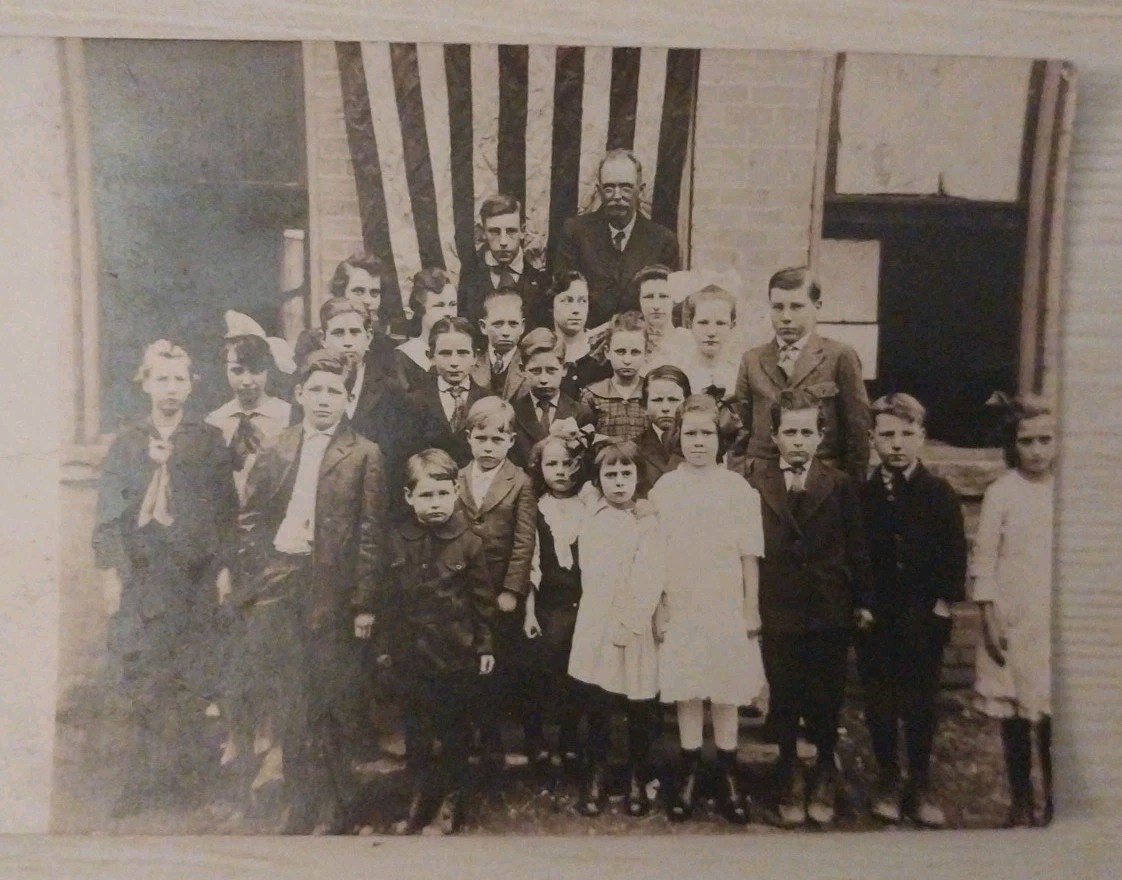 Antique School Class Photo RPPC West Virginia WV Vintage Postcard  Kids  Teacher
