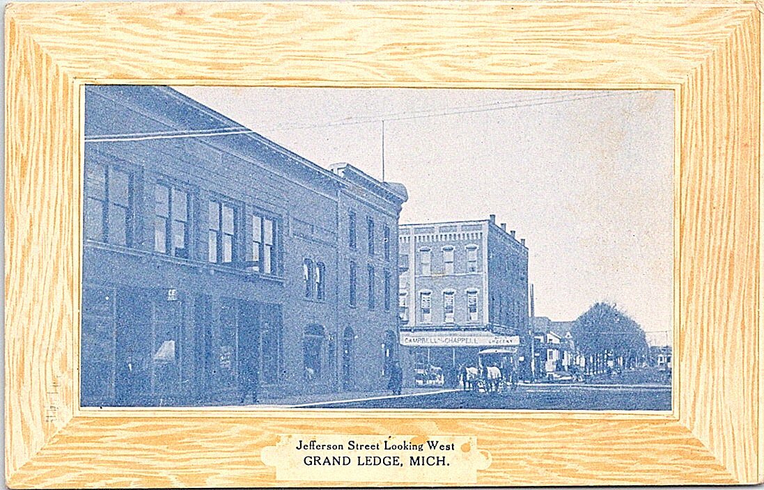 Grand Ledge Michigan LITHO Street Scene early 1900s Grand Ledge Michigan LITHO Street Scene early 1900s