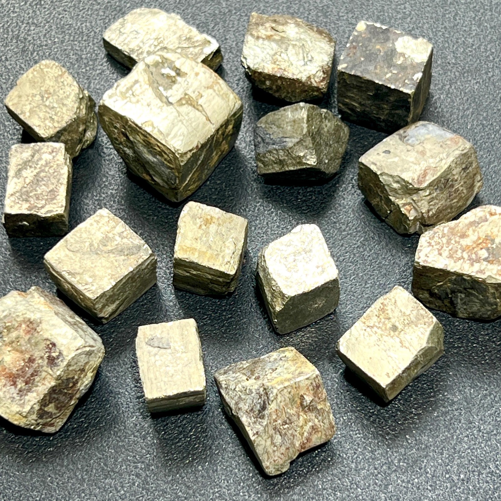 Gold Iron Pyrite Crystal Cubes Rough Raw Stones (By The Piece or Pound) Gold Iron Pyrite Crystal Cubes Rough Raw Stones (By The Piece or Pound)