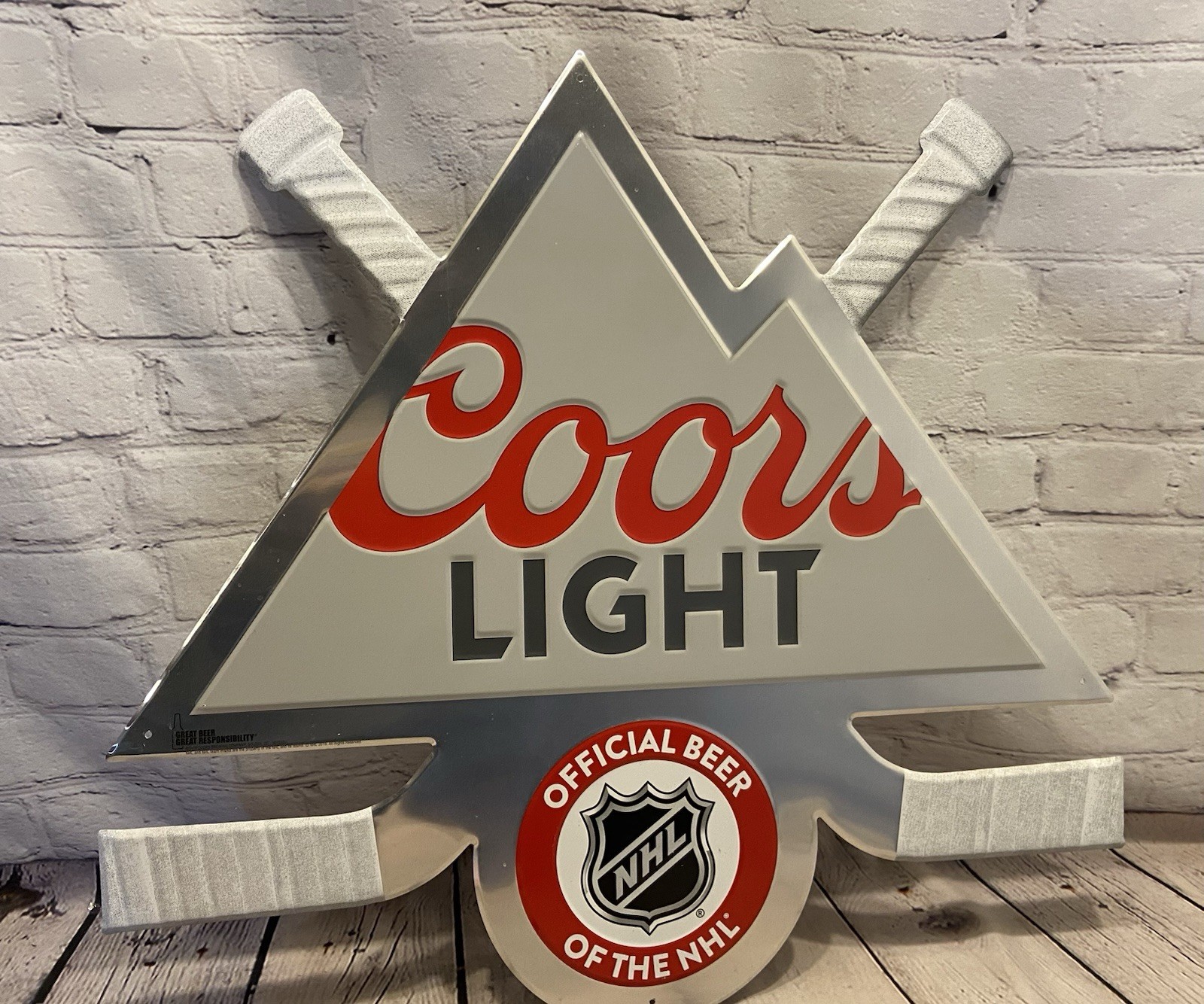 Coors Light Beer NHL Hockey Sign Tin Metal Embossed National Hockey League