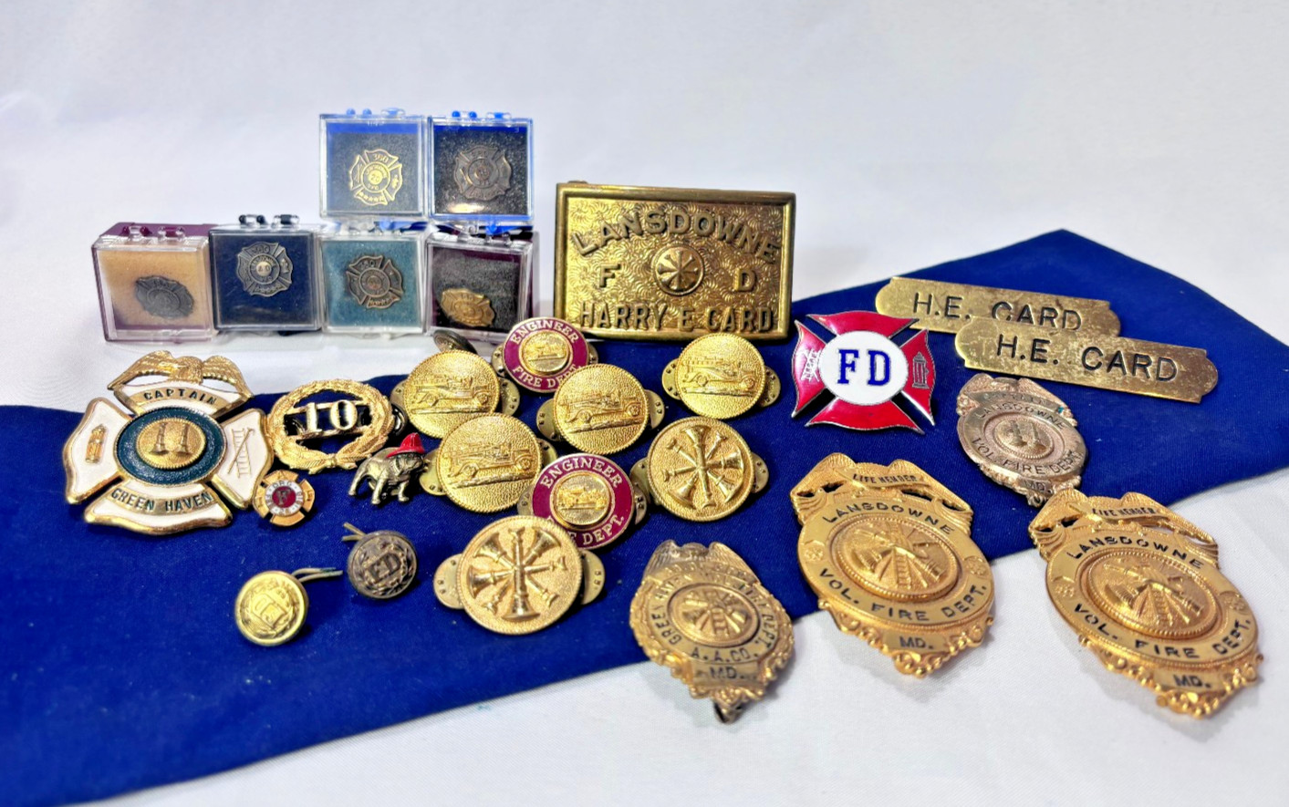 Vtg Baltimore County Fire Department Lot Belt Buckle Pins & Uniform Buttons Vtg Baltimore County Fire Department Lot Belt Buckle Pins & Uniform Buttons