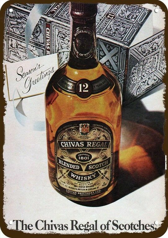 1979 CHIVAS REGAL Christmas Scotch **** DECORATIVE REPLICA METAL BAR SIGN ***** 1979 CHIVAS REGAL Christmas Scotch **** DECORATIVE REPLICA METAL BAR SIGN *****