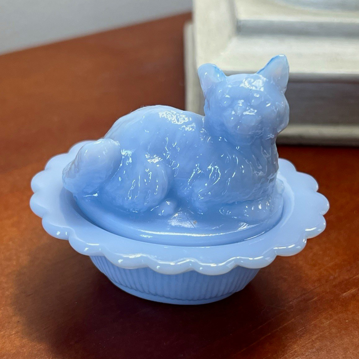 Light Blue Vintage Mosser mini cat on nest