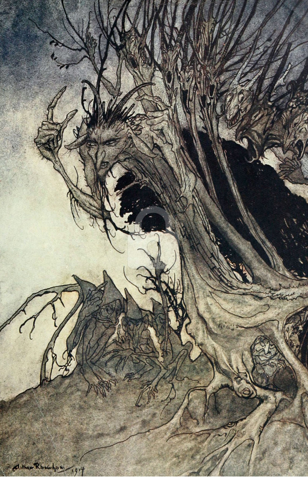 Illustration from Comus (1921) 3, Arthur Rackham *Art Postcard* Illustration from Comus (1921) 3, Arthur Rackham *Art Postcard*