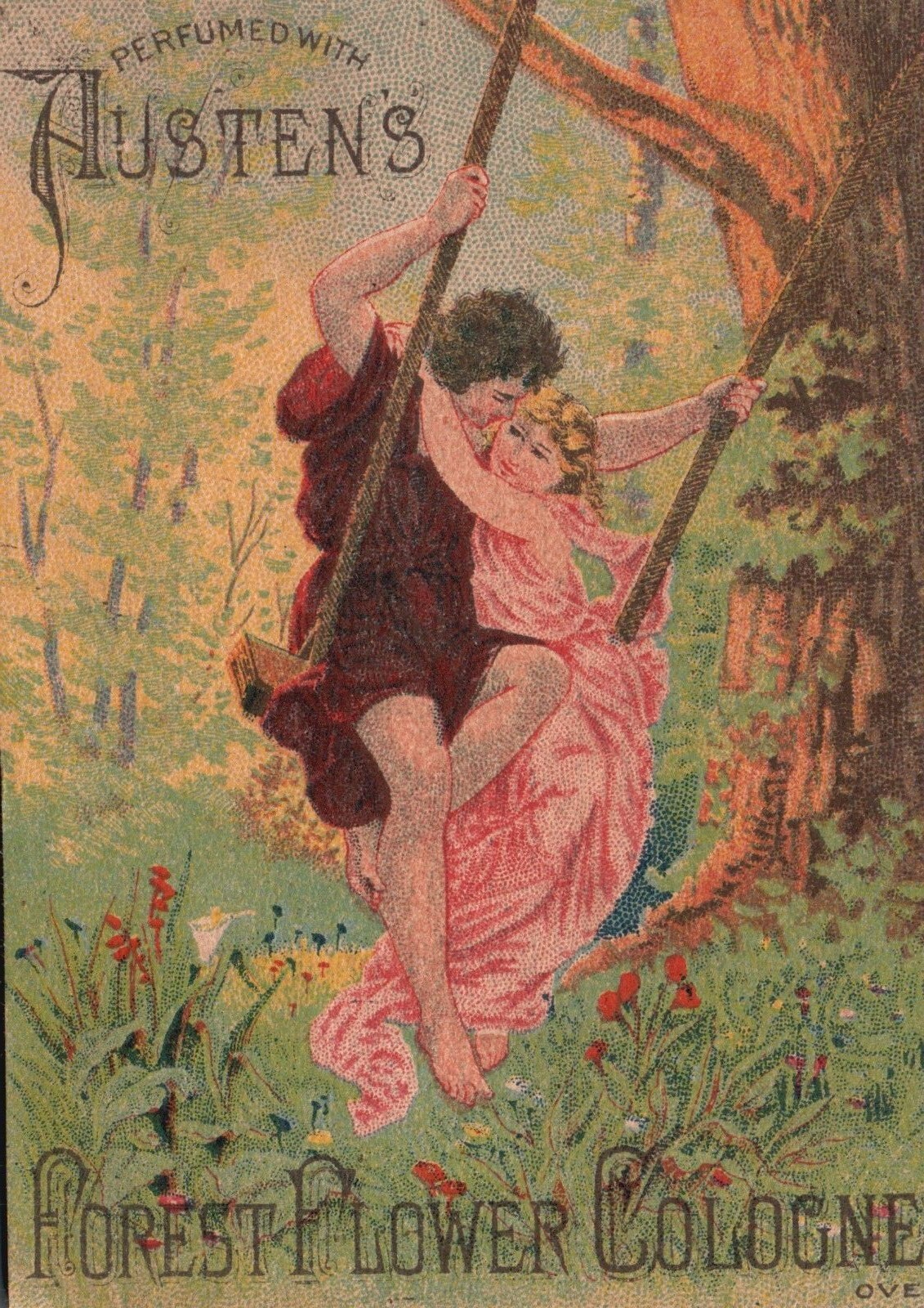 1880-90s Man & Woman in Arms on Swing Perfumed w/ Austen's Forest Flower Cologne