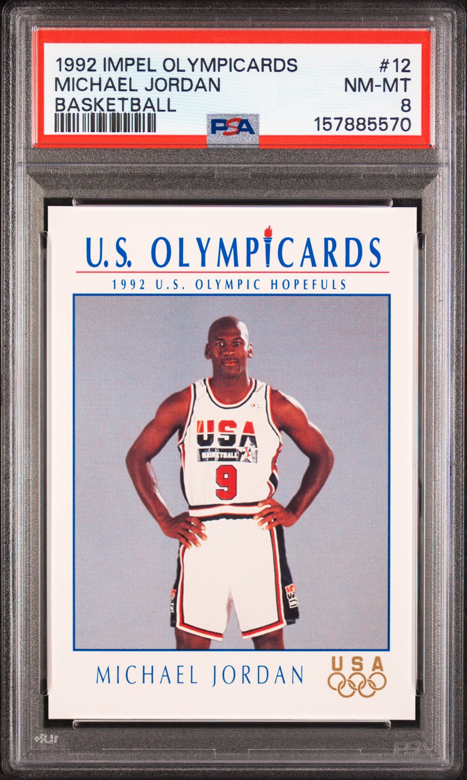 1992 IMPEL OLYMPICARDS BASKETBALL #12 MICHAEL JORDAN PSA 8
