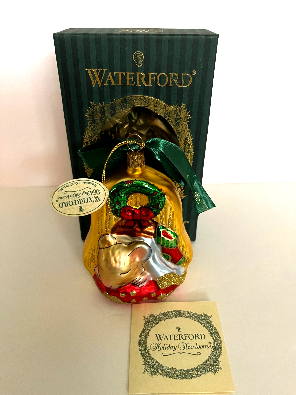 Waterford blown glass Christmas ornament Not A Creature was Stirring w/ box Waterford blown glass Christmas ornament Not A Creature was Stirring w/ box