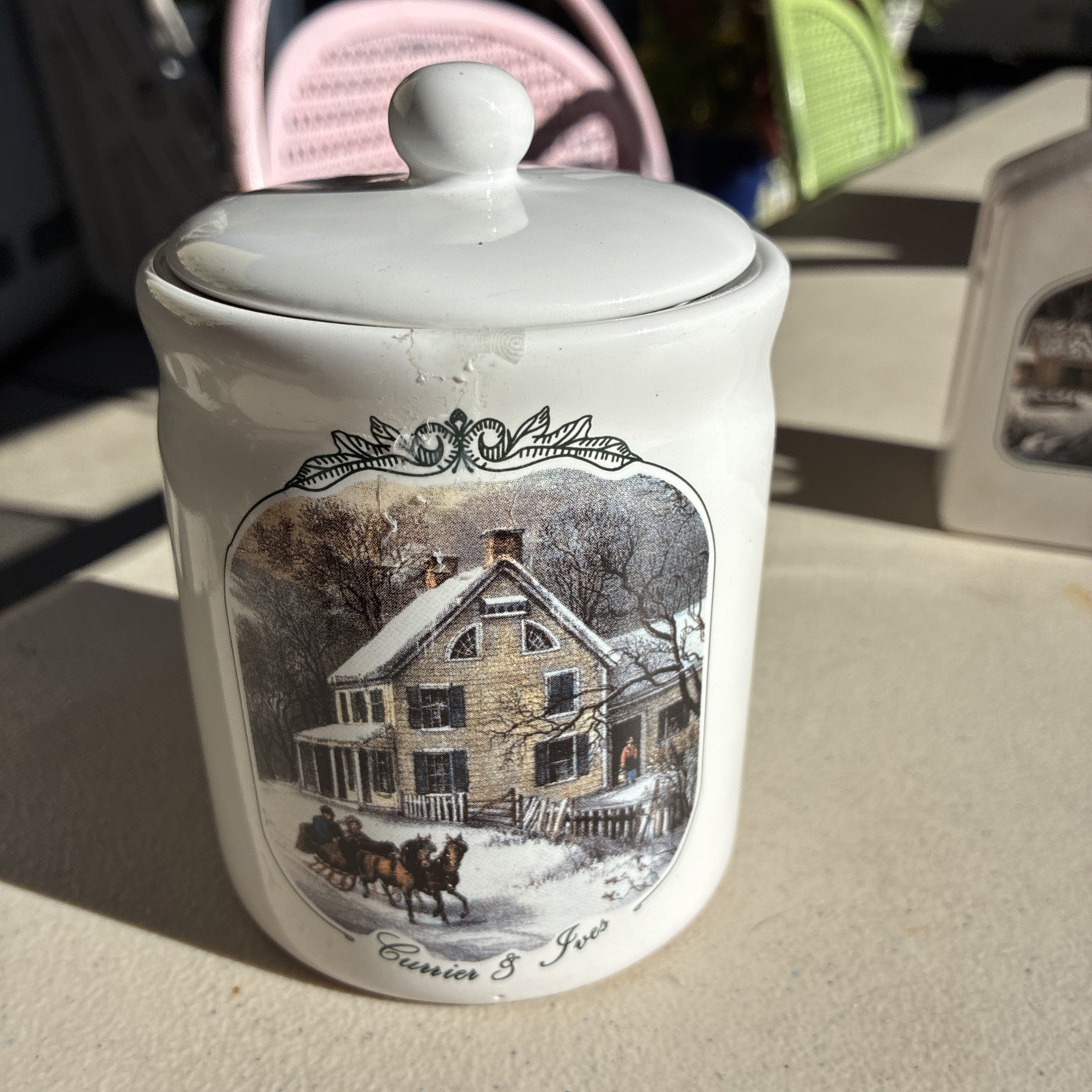 Currier And Ives Sugar Bowl Currier And Ives Sugar Bowl