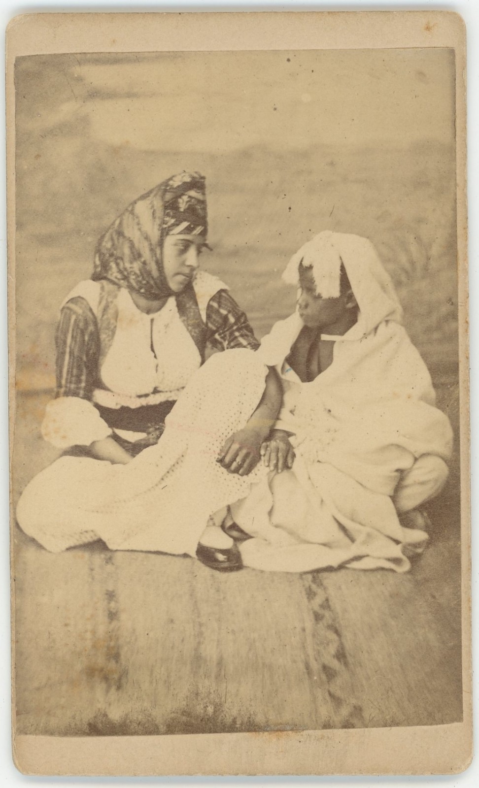 CDV Joseph Pedra c.1865 - Portrait Woman and Child Tlemcen Algeria