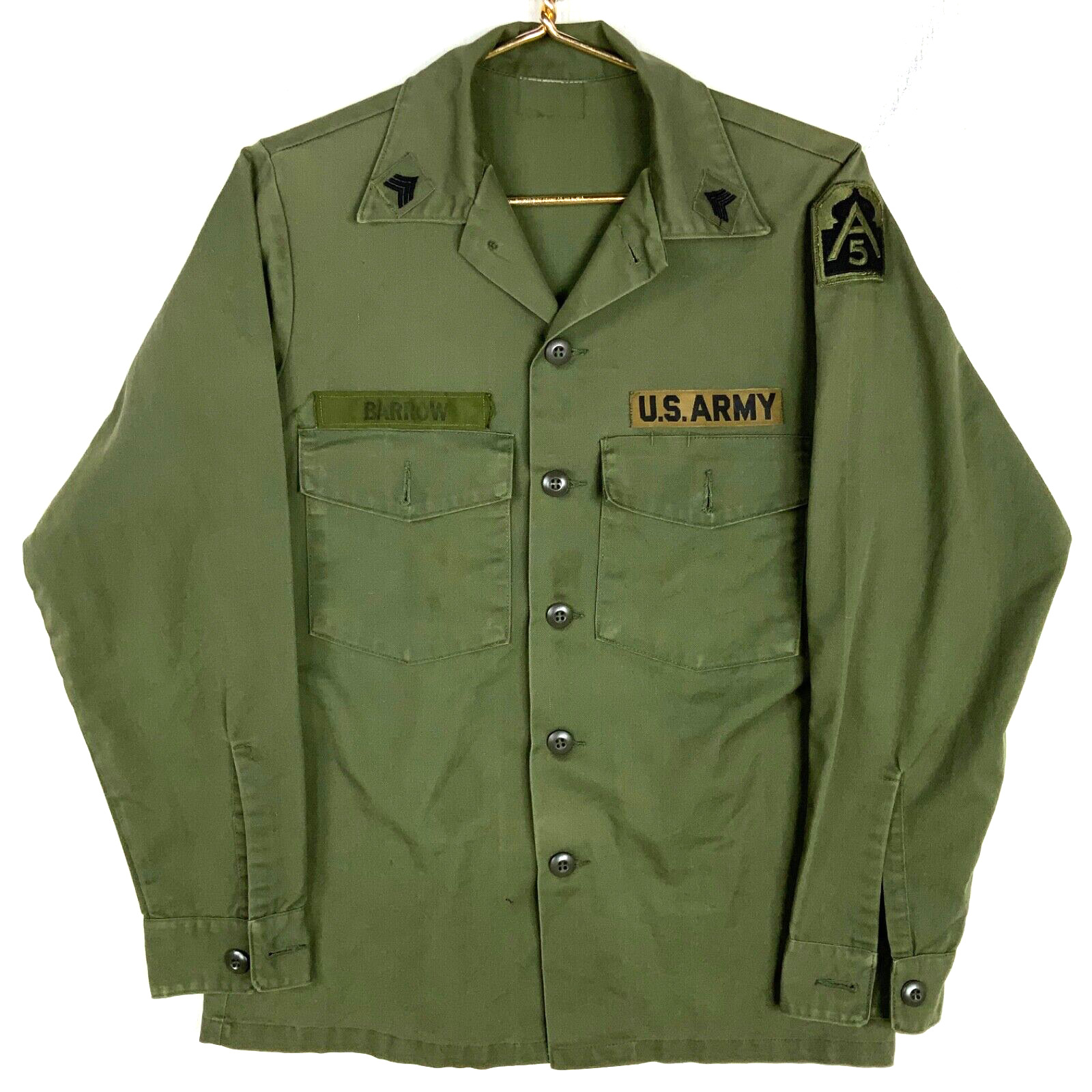 Vintage Us Army Og-107 Button Up Shirt Medium Green